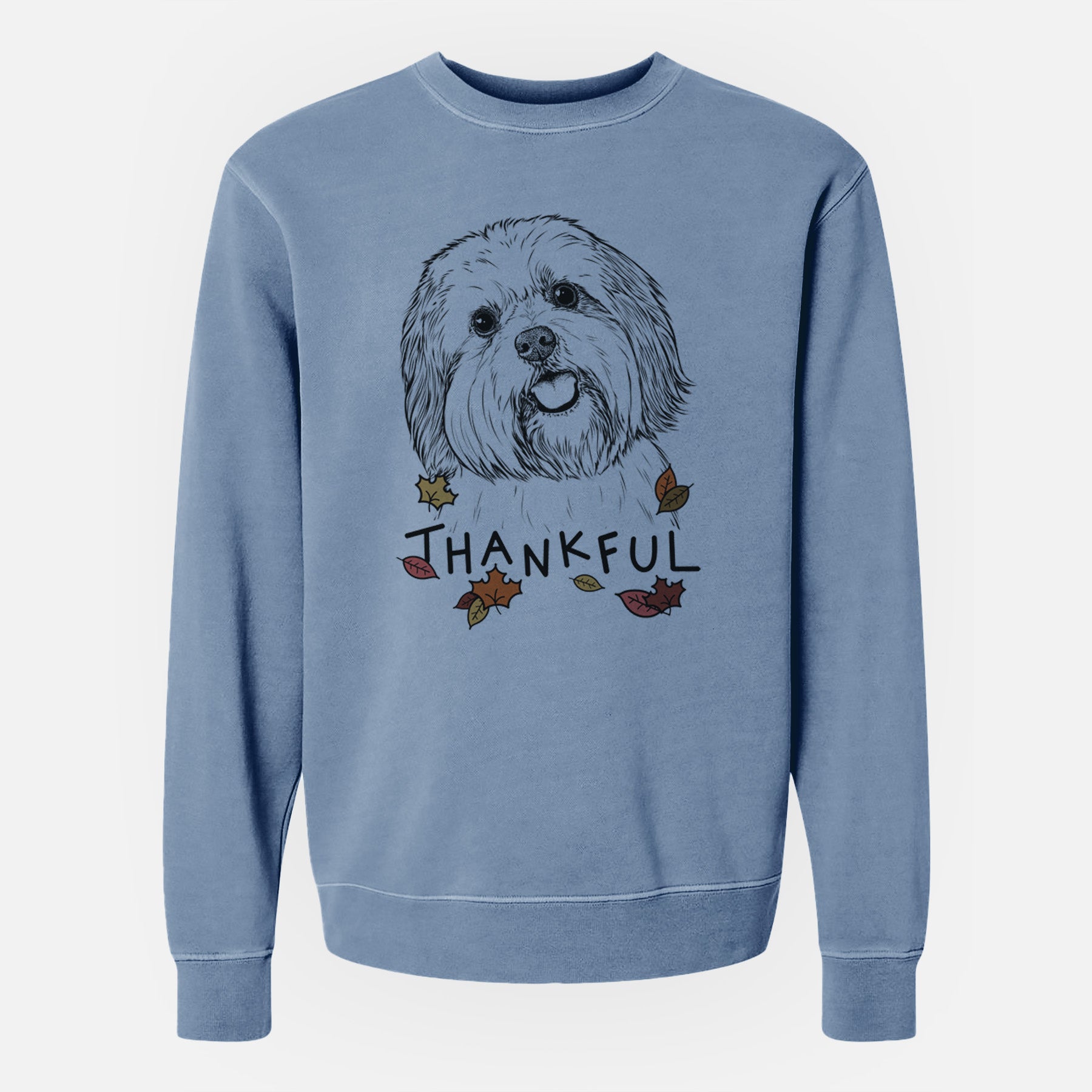 Thankful Nikka the Lowchen - Unisex Pigment Dyed Crew Sweatshirt