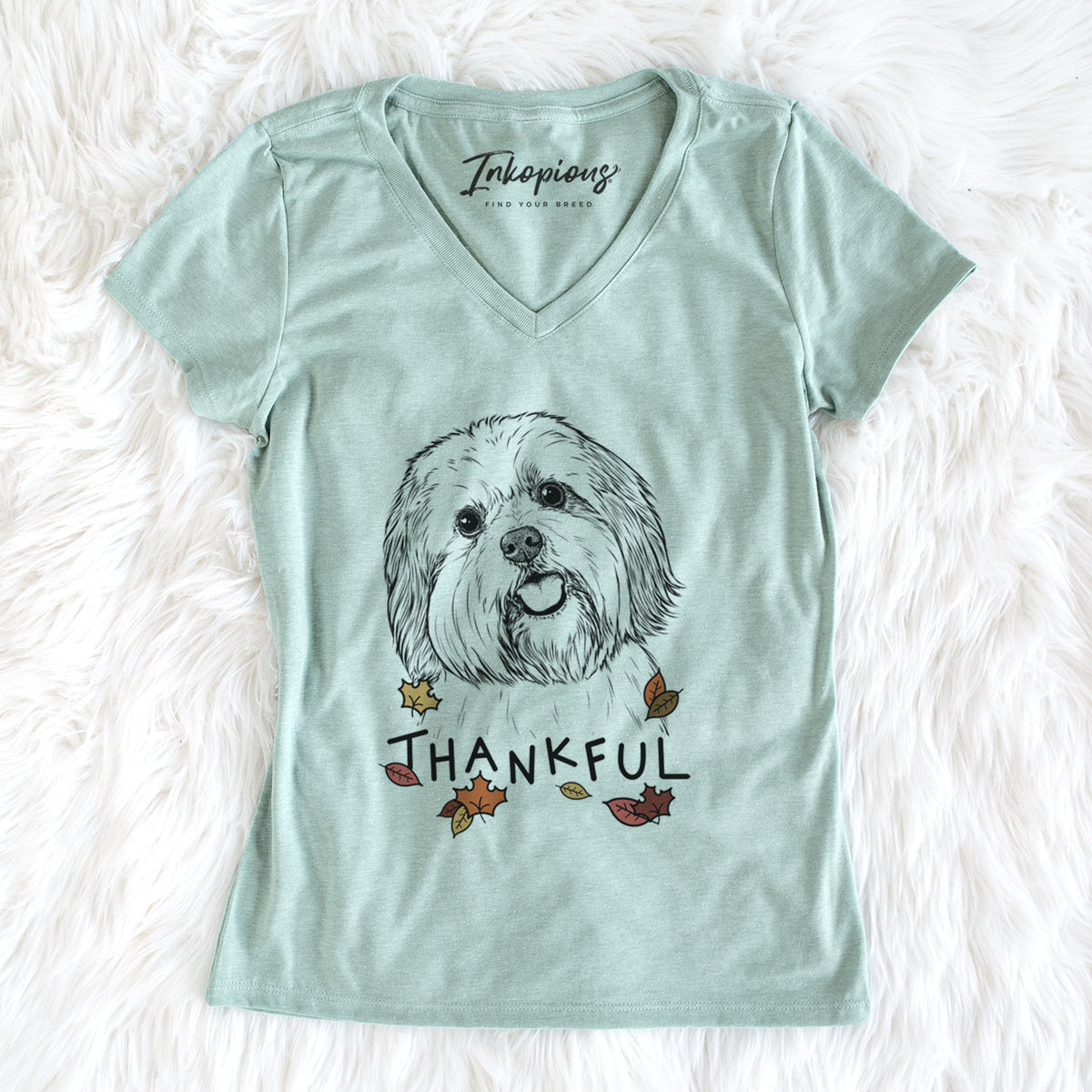 Thankful Nikka the Lowchen - Women&#39;s V-neck Shirt