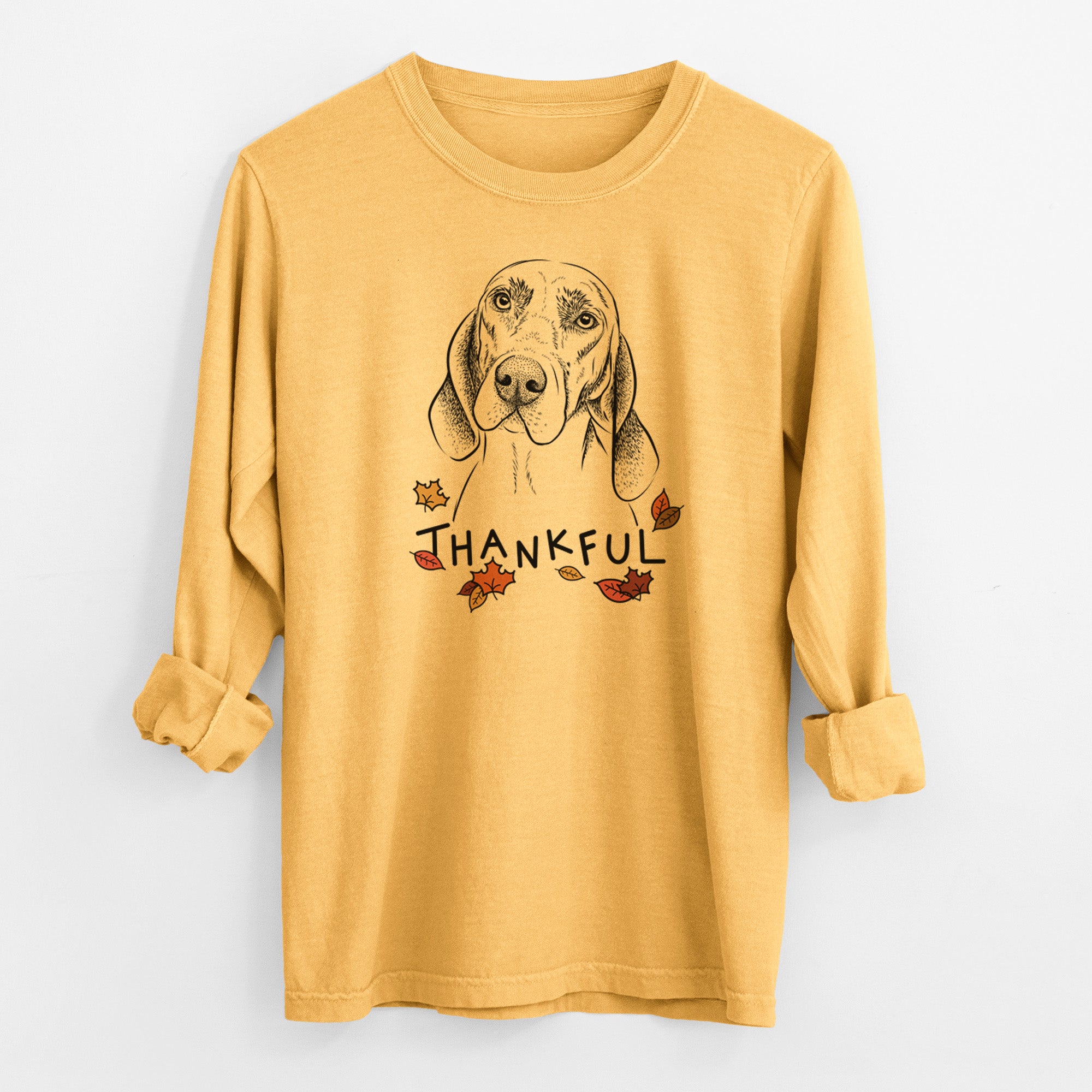 Thankful Norman the Plott Hound - Men's Heavyweight 100% Cotton Long Sleeve