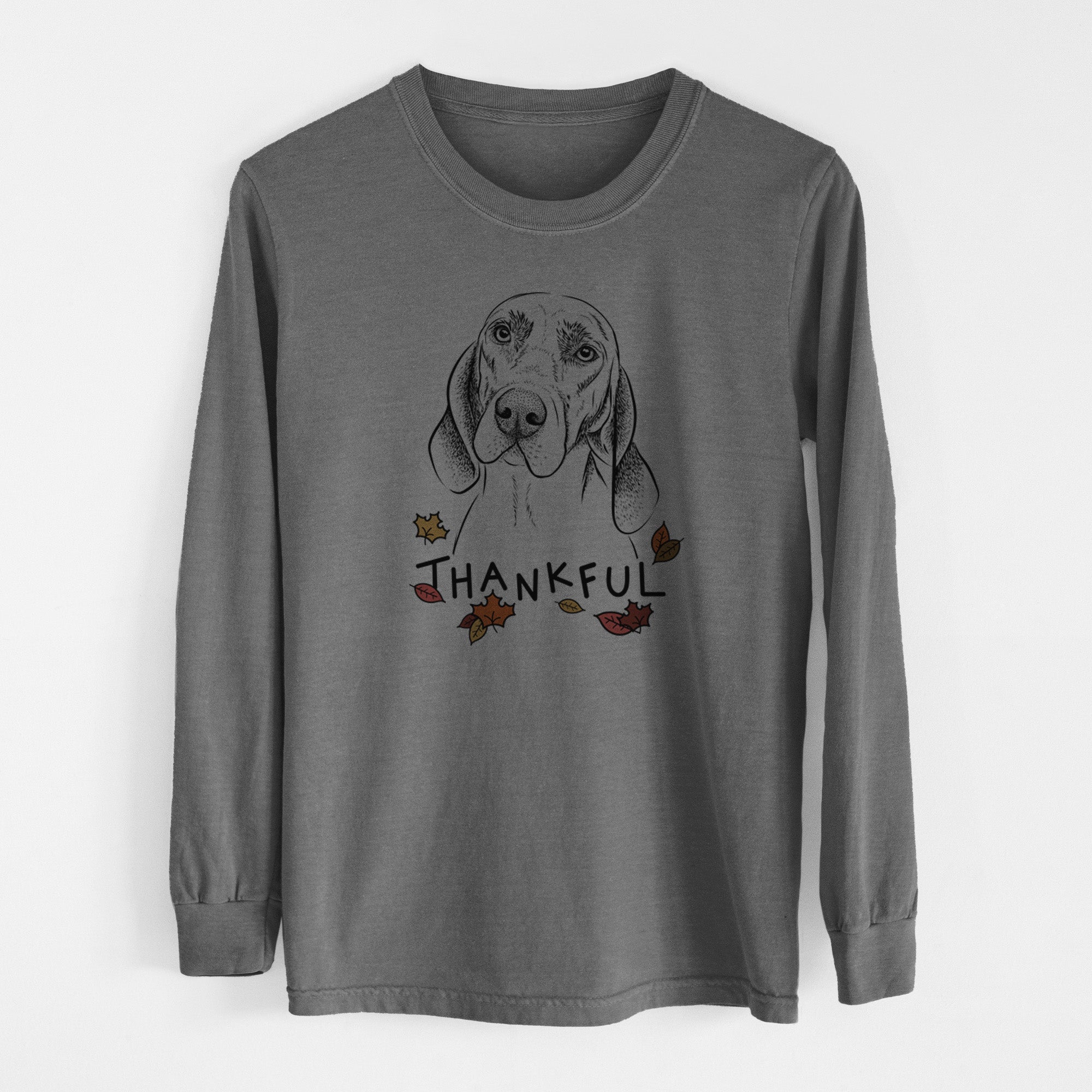 Thankful Norman the Plott Hound - Men's Heavyweight 100% Cotton Long Sleeve