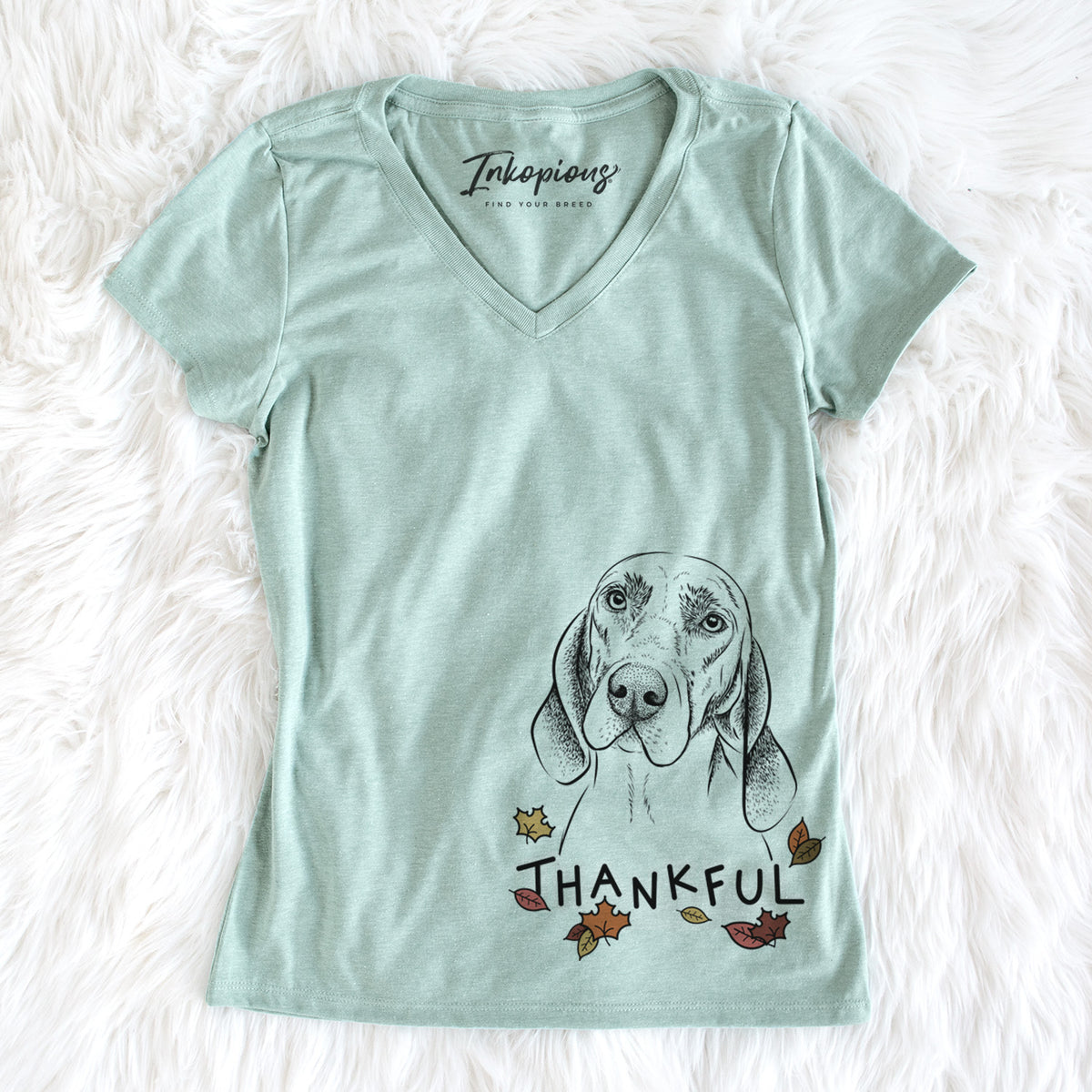 Thankful Norman the Plott Hound - Women&#39;s V-neck Shirt