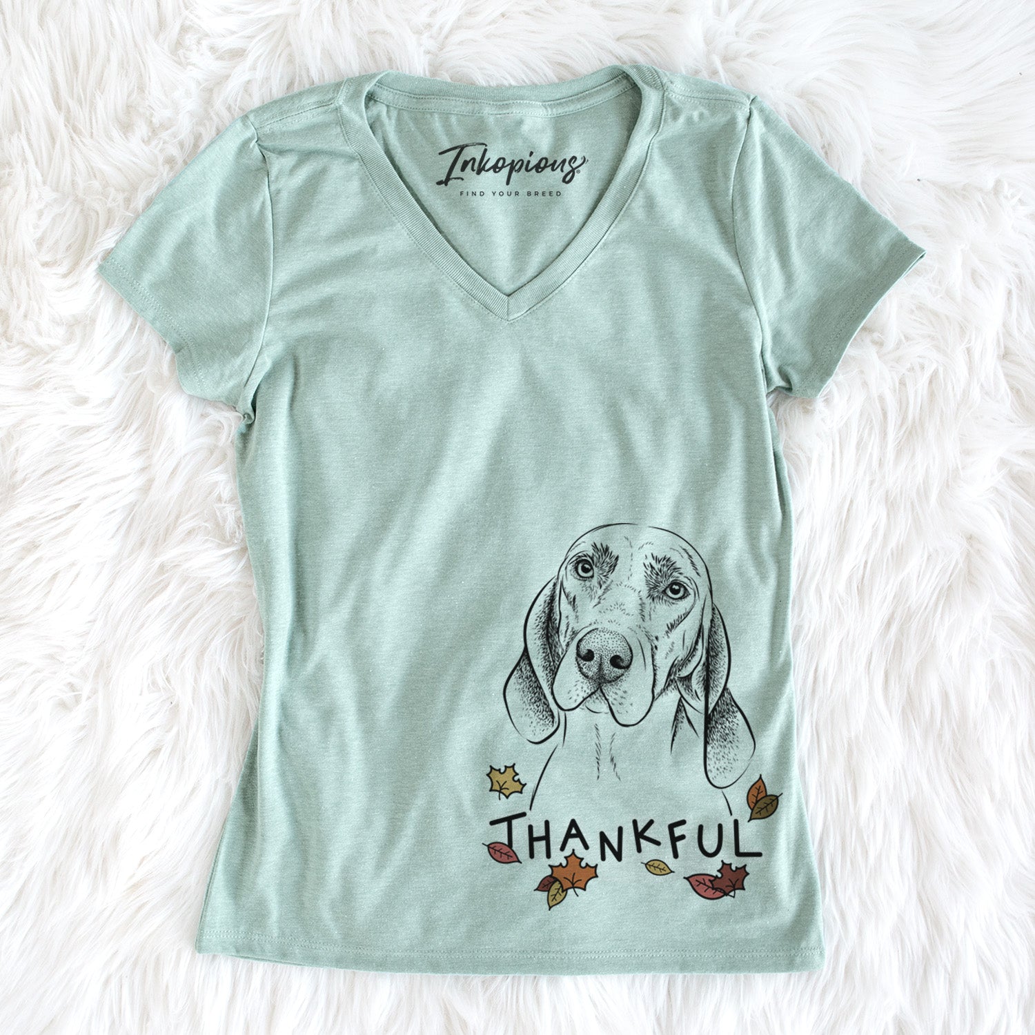 Thankful Norman the Plott Hound - Women's V-neck Shirt