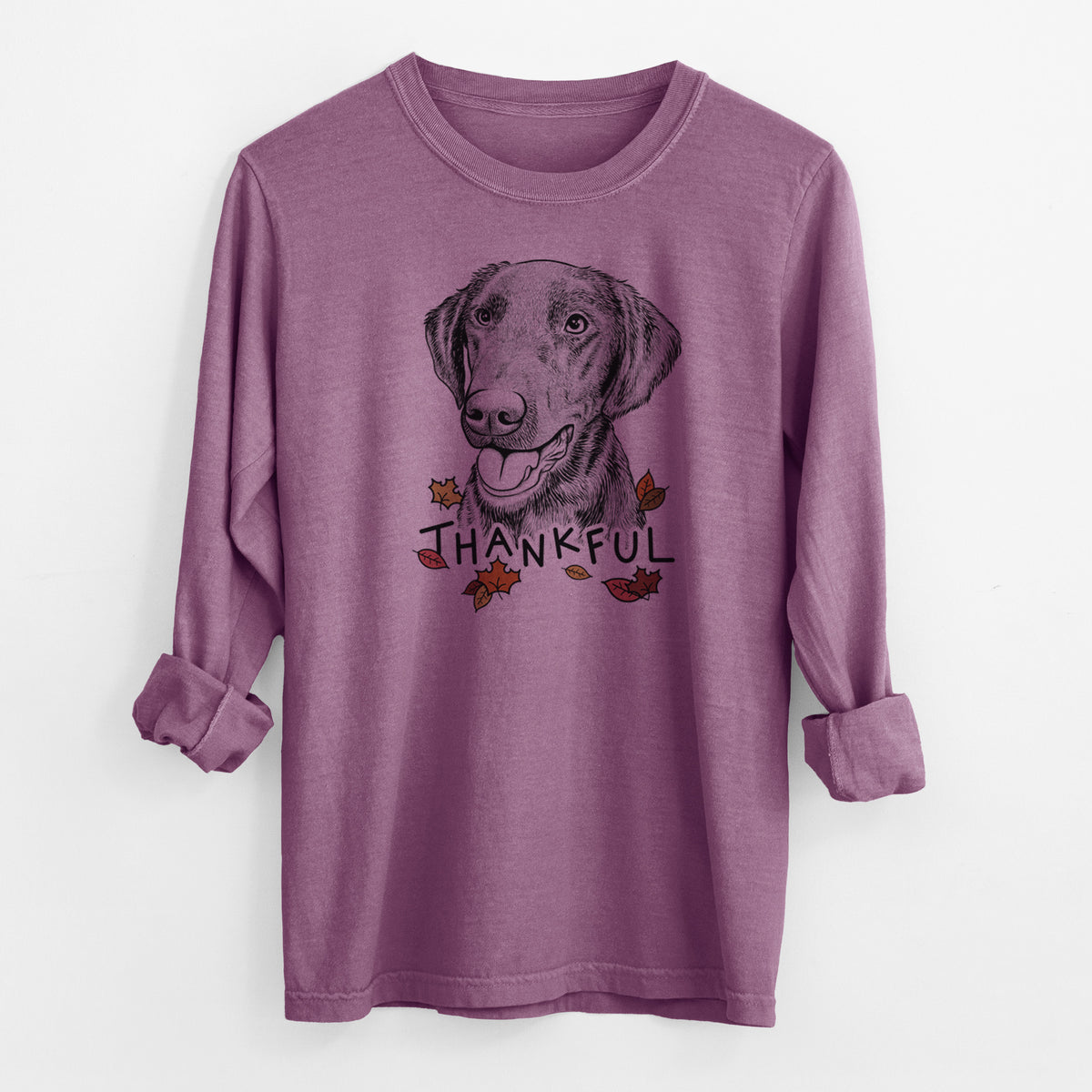 Thankful Onyx the Labrador Retriever - Men's Heavyweight 100% Cotton Long Sleeve