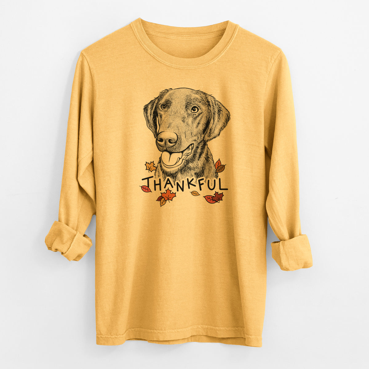 Thankful Onyx the Labrador Retriever - Men's Heavyweight 100% Cotton Long Sleeve