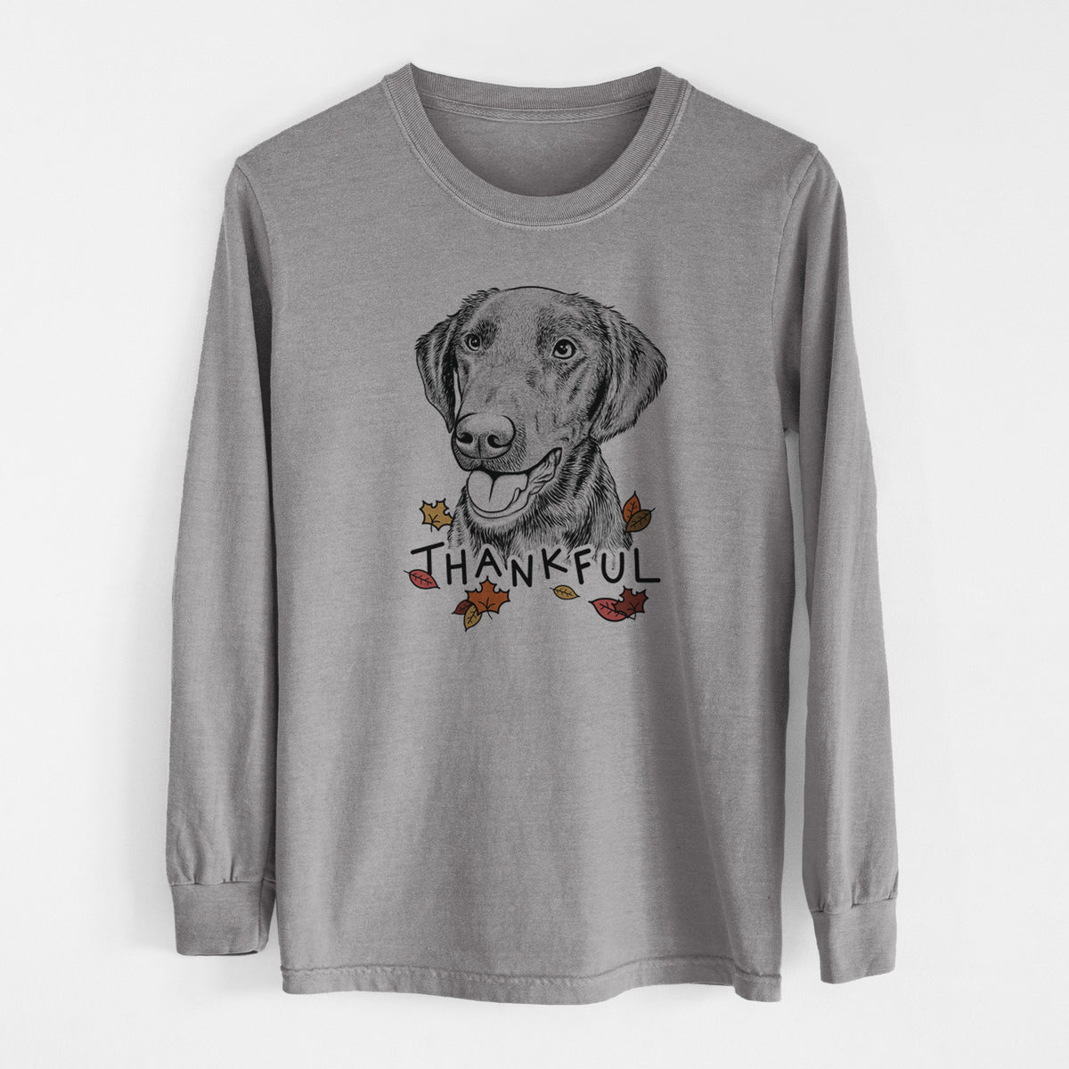 Thankful Onyx the Labrador Retriever - Men's Heavyweight 100% Cotton Long Sleeve