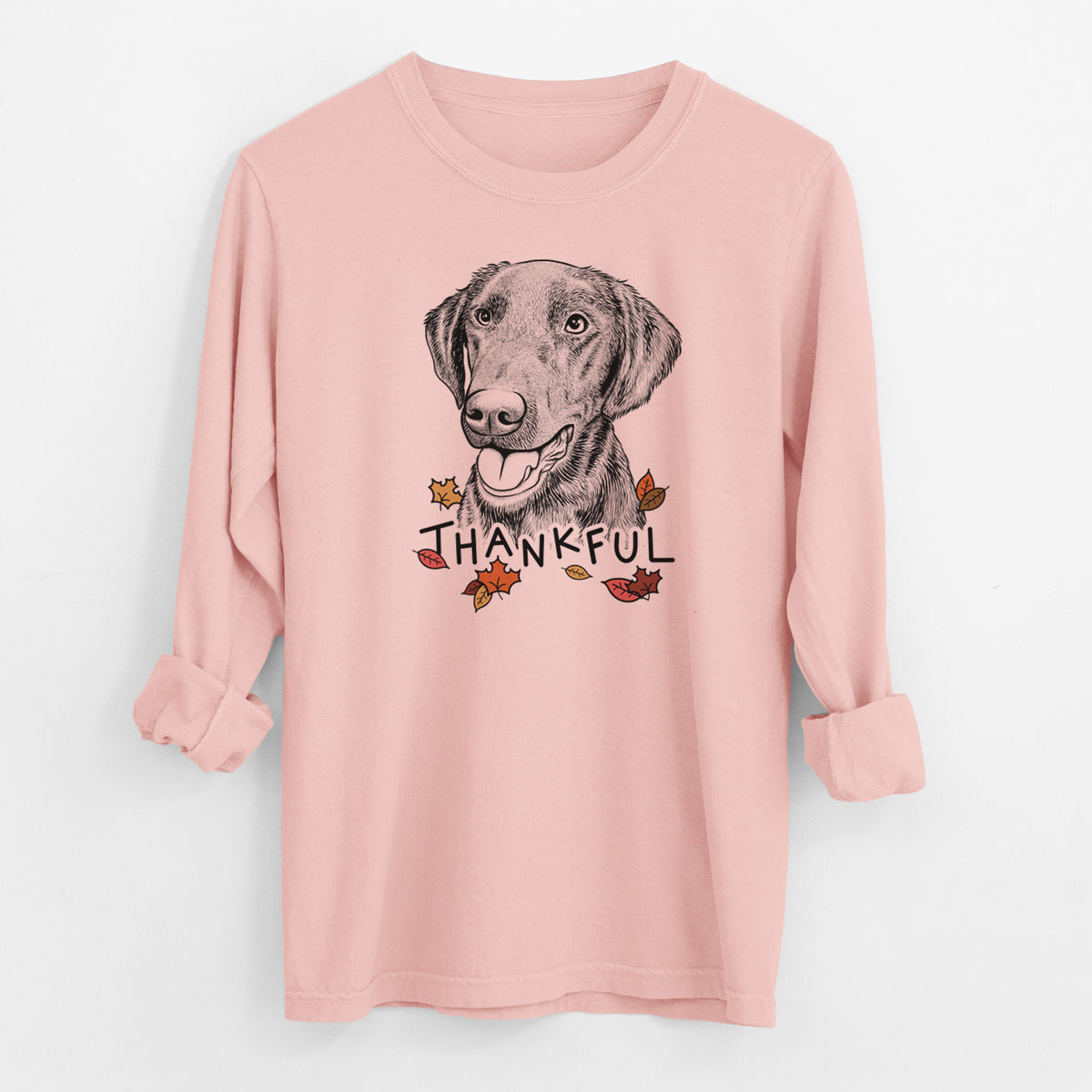 Thankful Onyx the Labrador Retriever - Men's Heavyweight 100% Cotton Long Sleeve