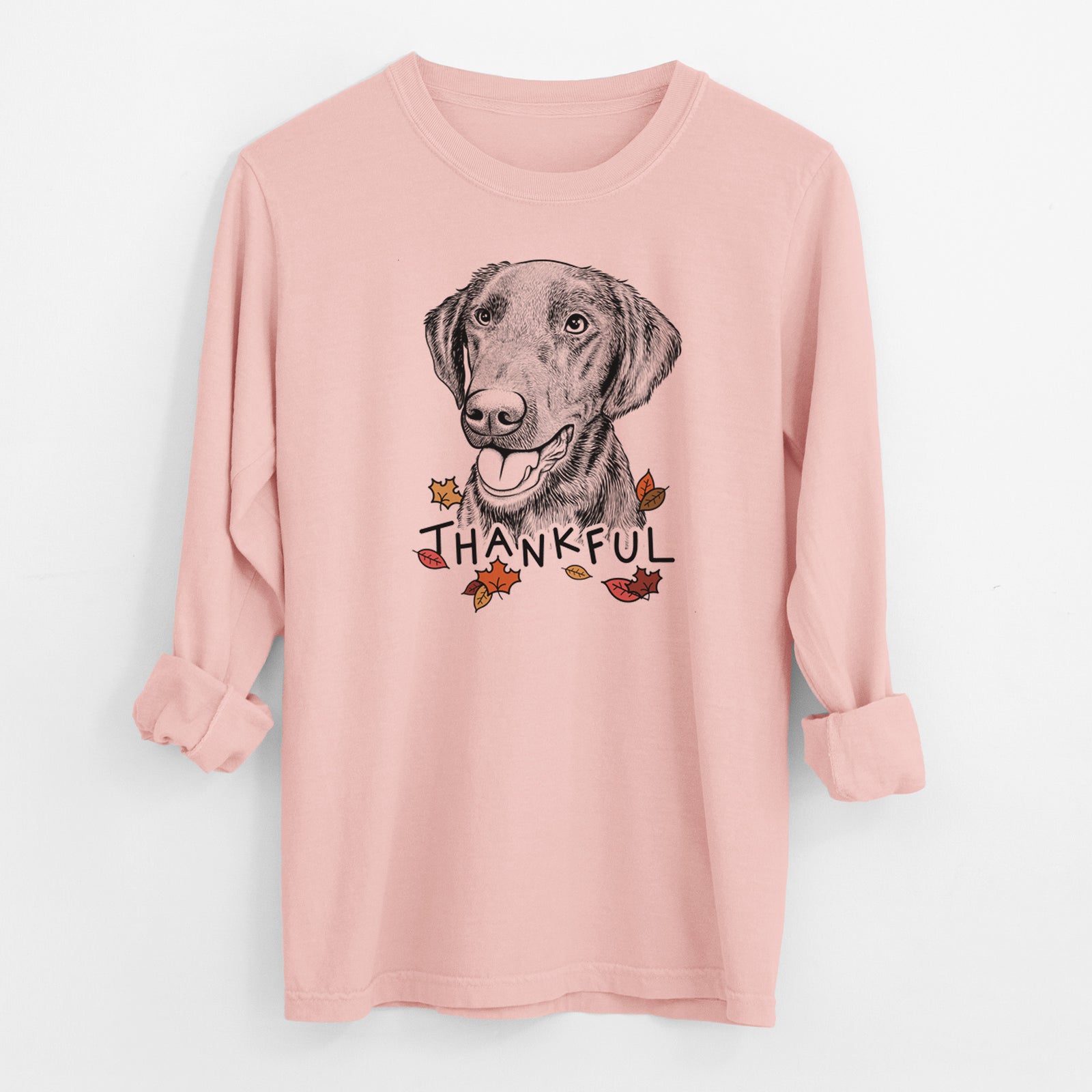Thankful Onyx the Labrador Retriever - Men's Heavyweight 100% Cotton Long Sleeve