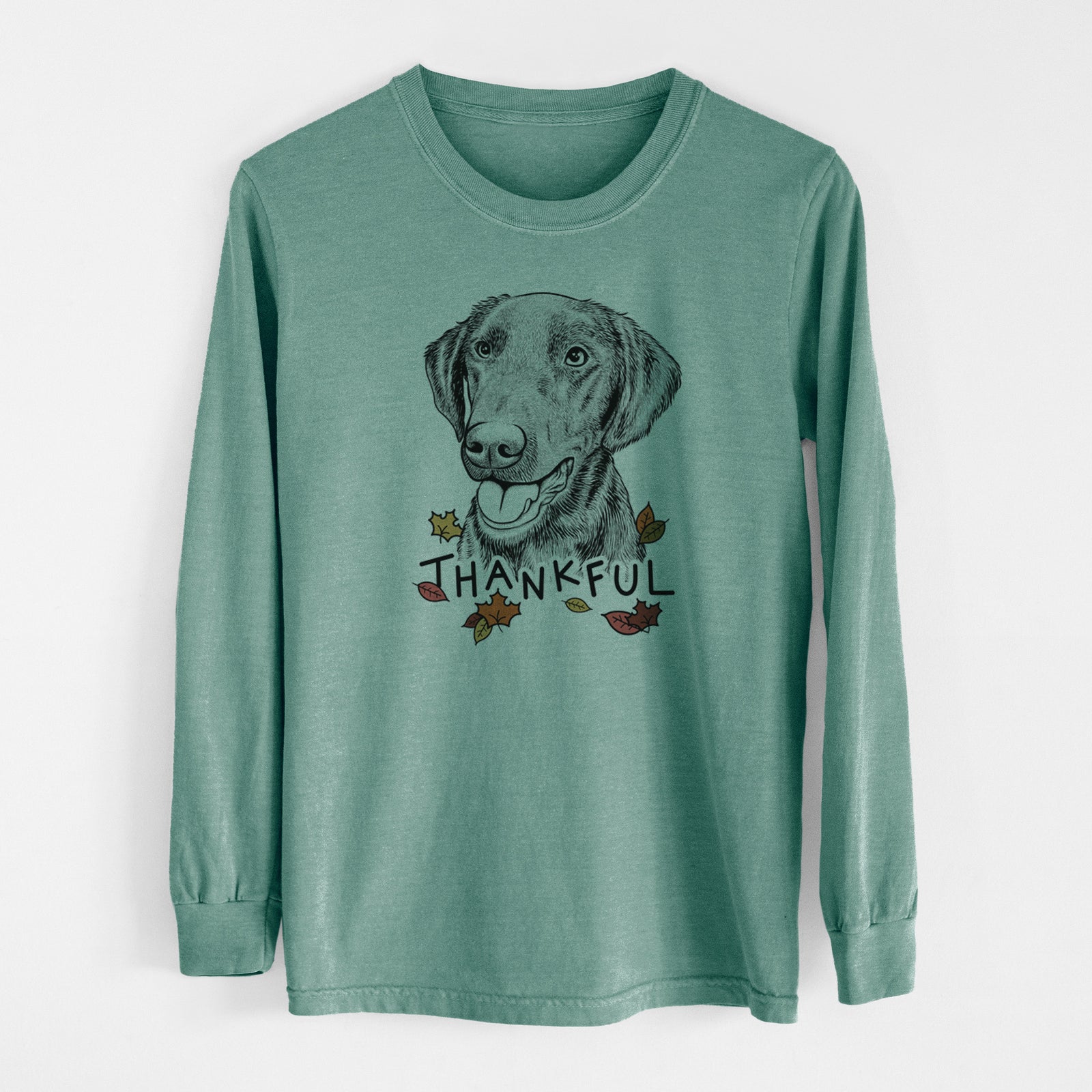 Thankful Onyx the Labrador Retriever - Men's Heavyweight 100% Cotton Long Sleeve