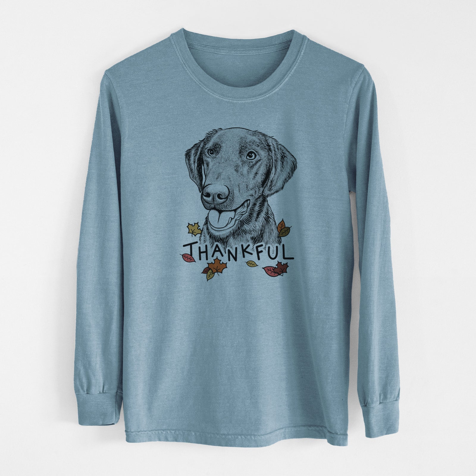 Thankful Onyx the Labrador Retriever - Men's Heavyweight 100% Cotton Long Sleeve