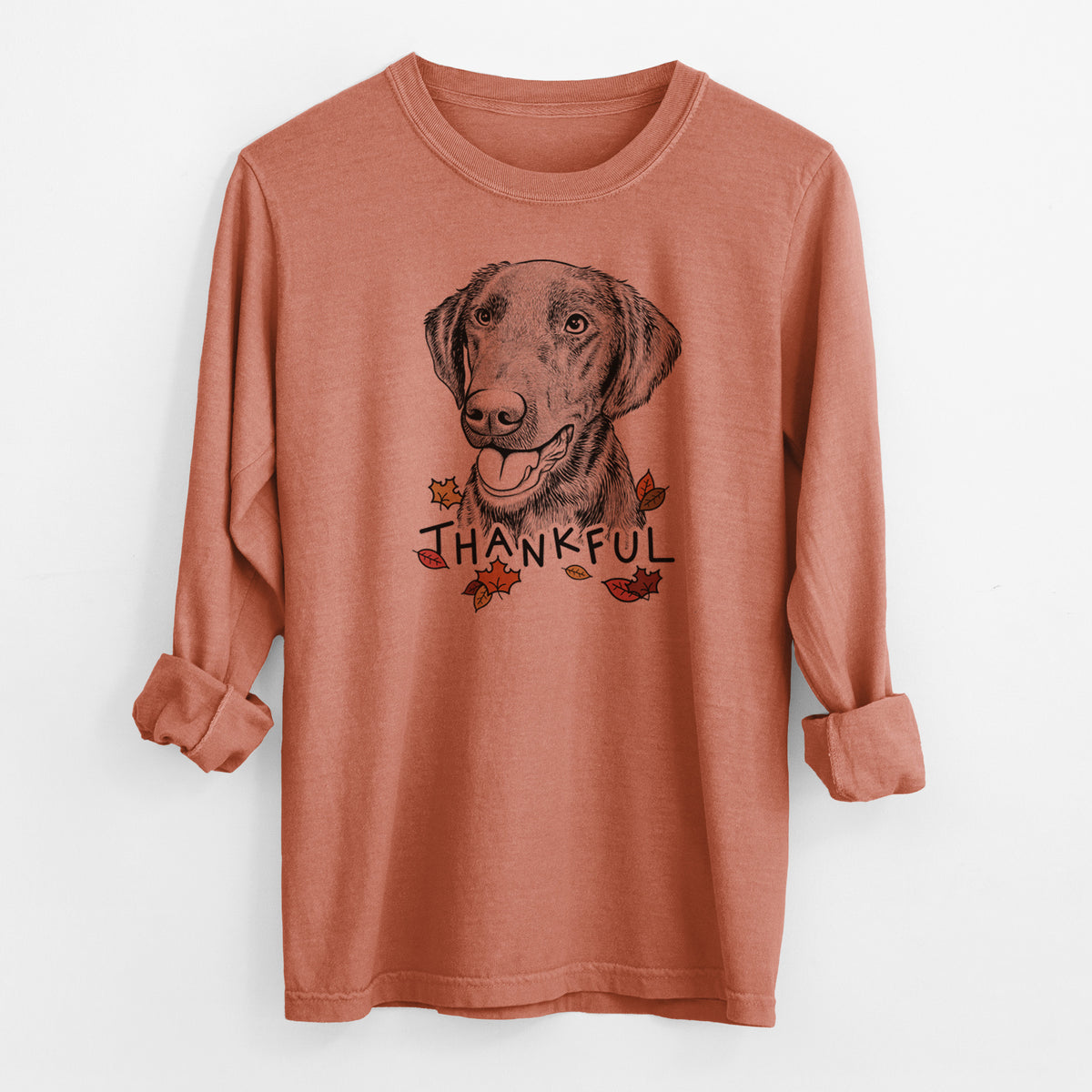 Thankful Onyx the Labrador Retriever - Men's Heavyweight 100% Cotton Long Sleeve