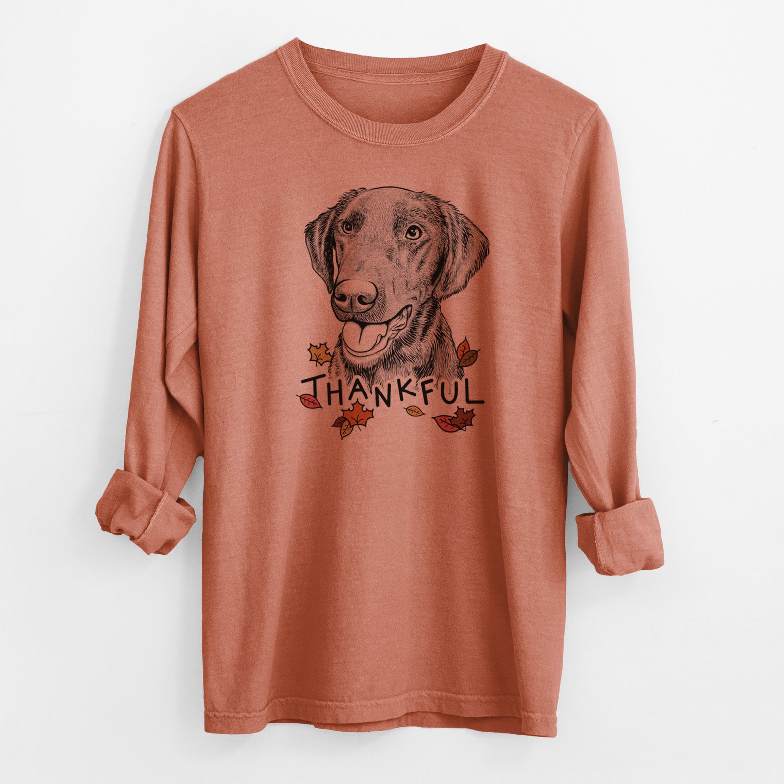 Thankful Onyx the Labrador Retriever - Men's Heavyweight 100% Cotton Long Sleeve