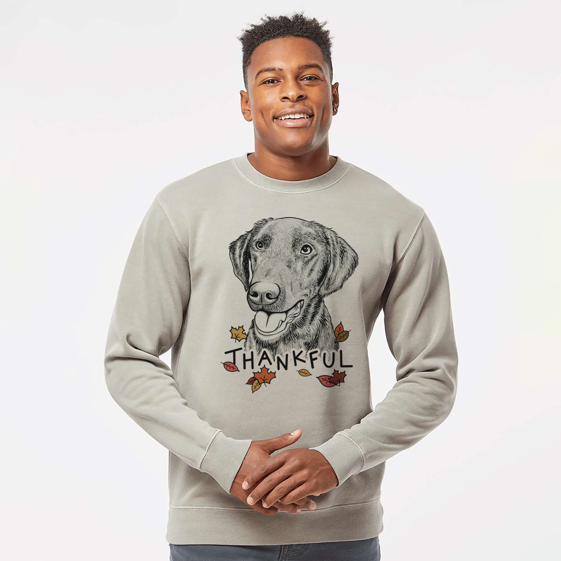 Thankful Onyx the Labrador Retriever - Unisex Pigment Dyed Crew Sweatshirt
