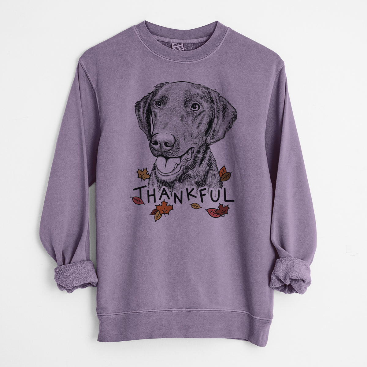 Thankful Onyx the Labrador Retriever - Unisex Pigment Dyed Crew Sweatshirt