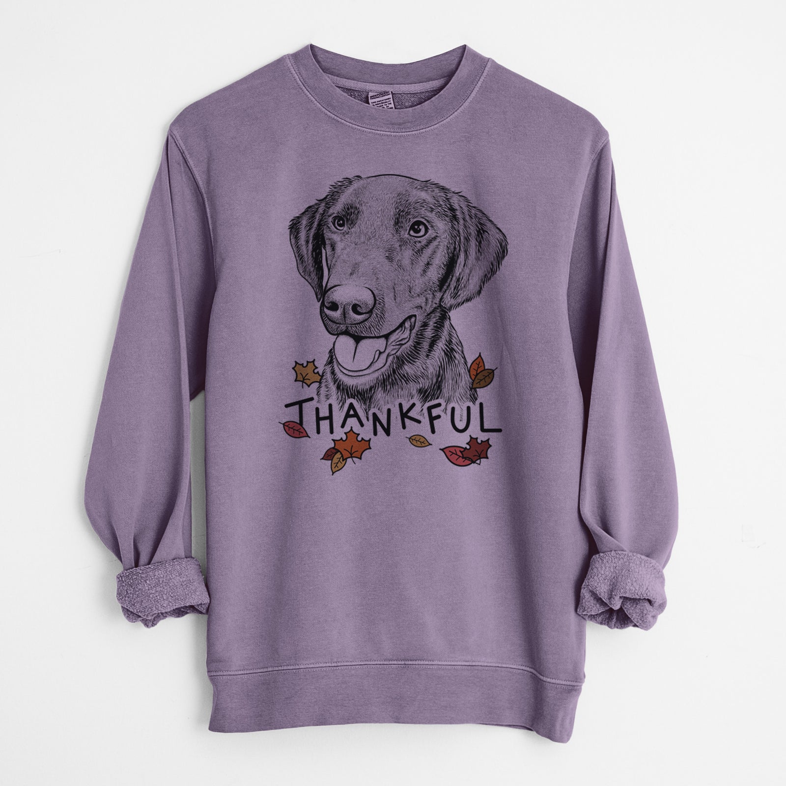 Thankful Onyx the Labrador Retriever - Unisex Pigment Dyed Crew Sweatshirt
