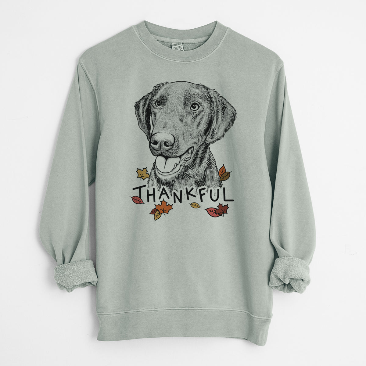 Thankful Onyx the Labrador Retriever - Unisex Pigment Dyed Crew Sweatshirt