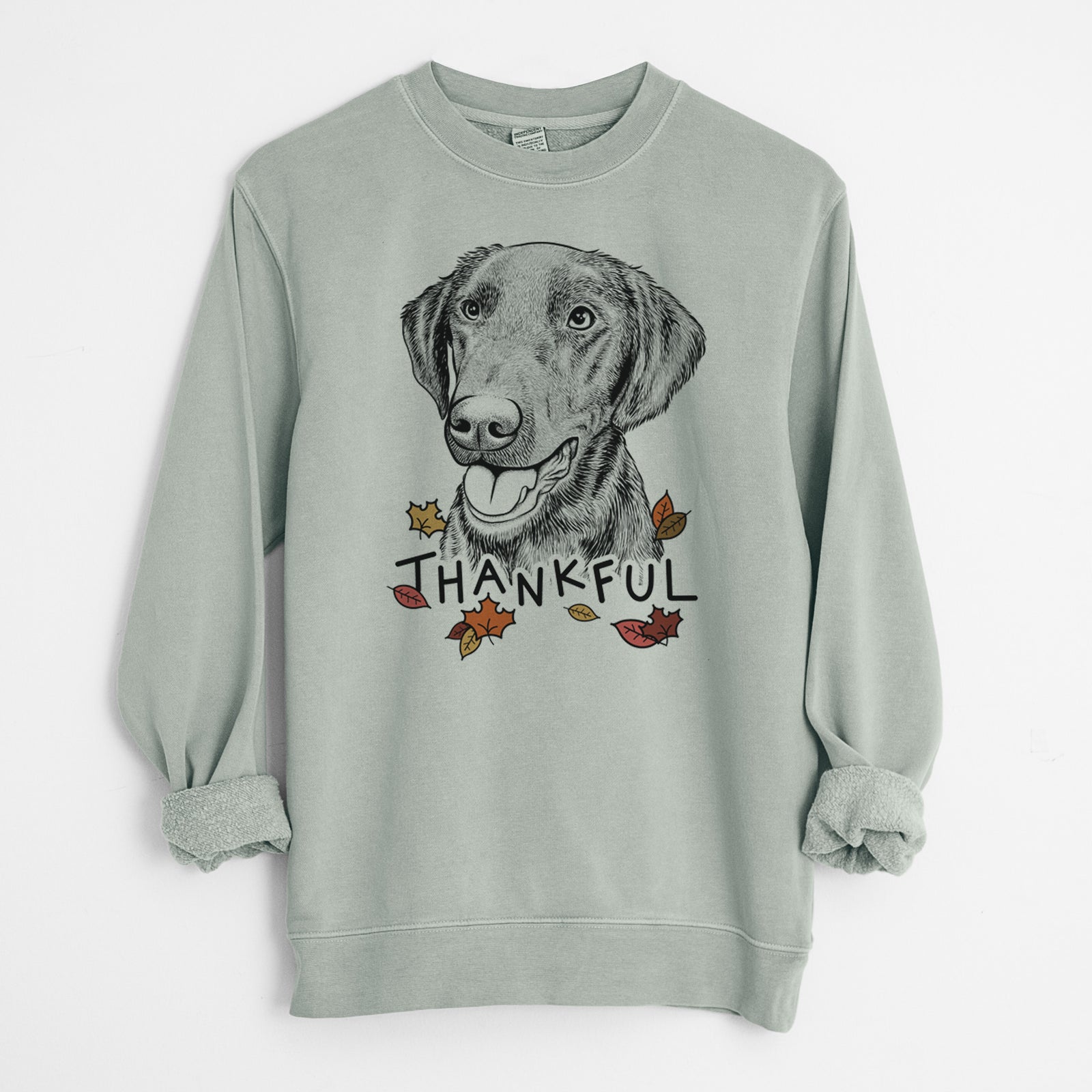 Thankful Onyx the Labrador Retriever - Unisex Pigment Dyed Crew Sweatshirt