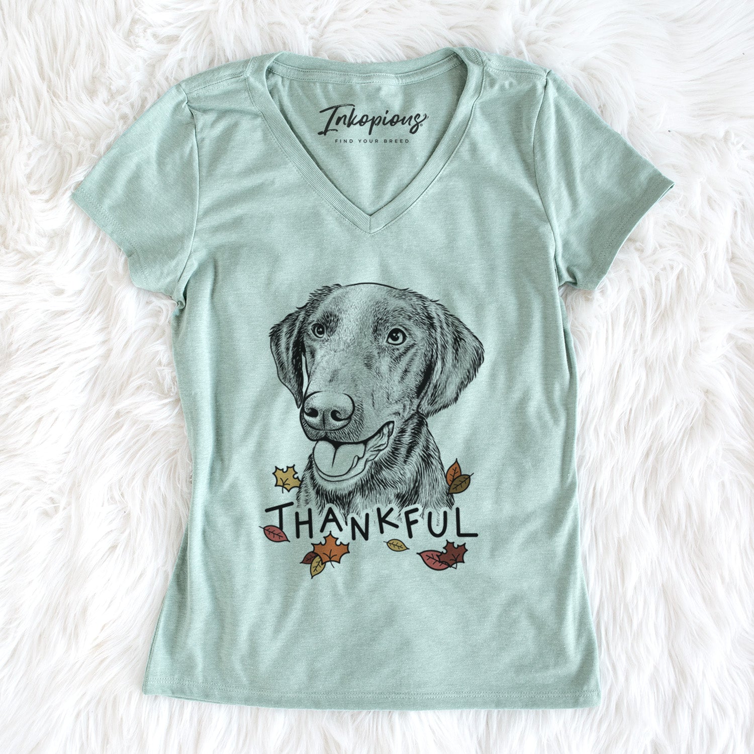 Thankful Onyx the Labrador Retriever - Women's V-neck Shirt