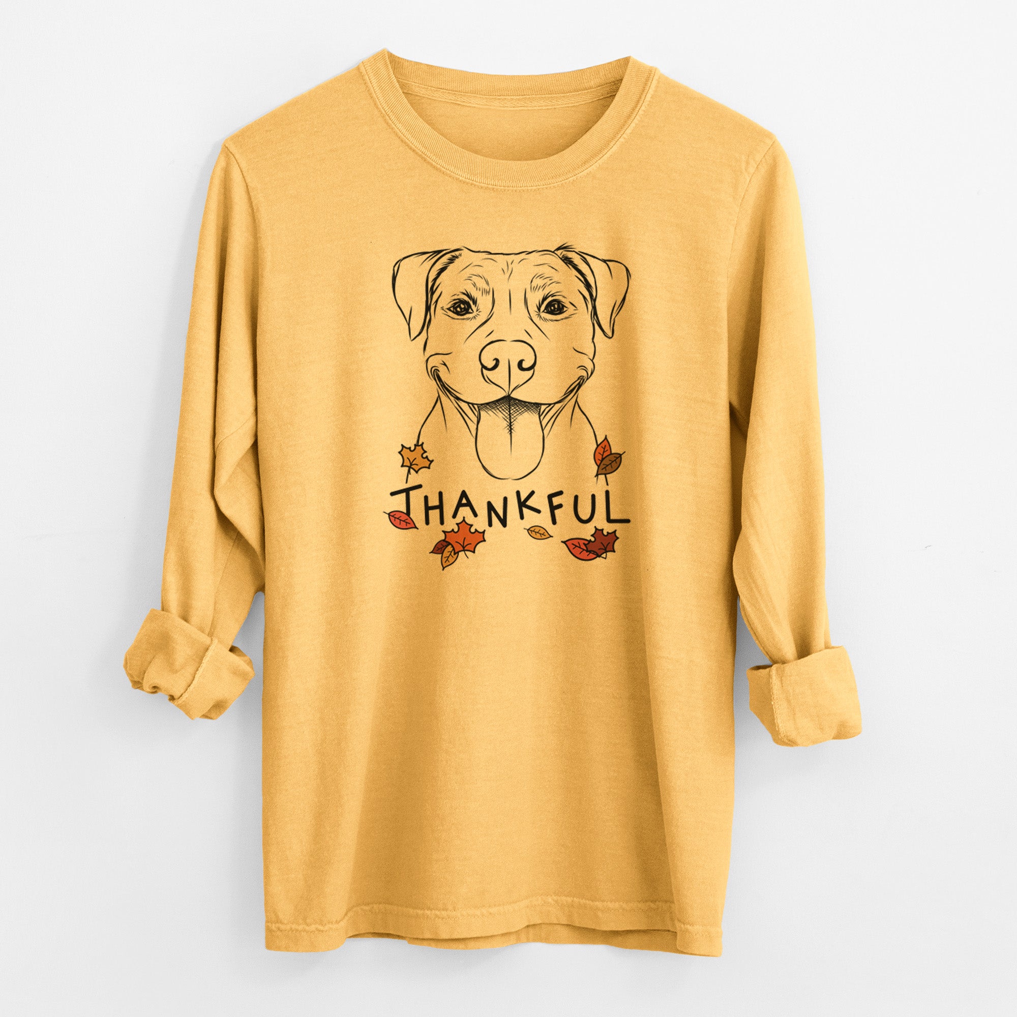 Thankful Parker the Pitbull - Men's Heavyweight 100% Cotton Long Sleeve