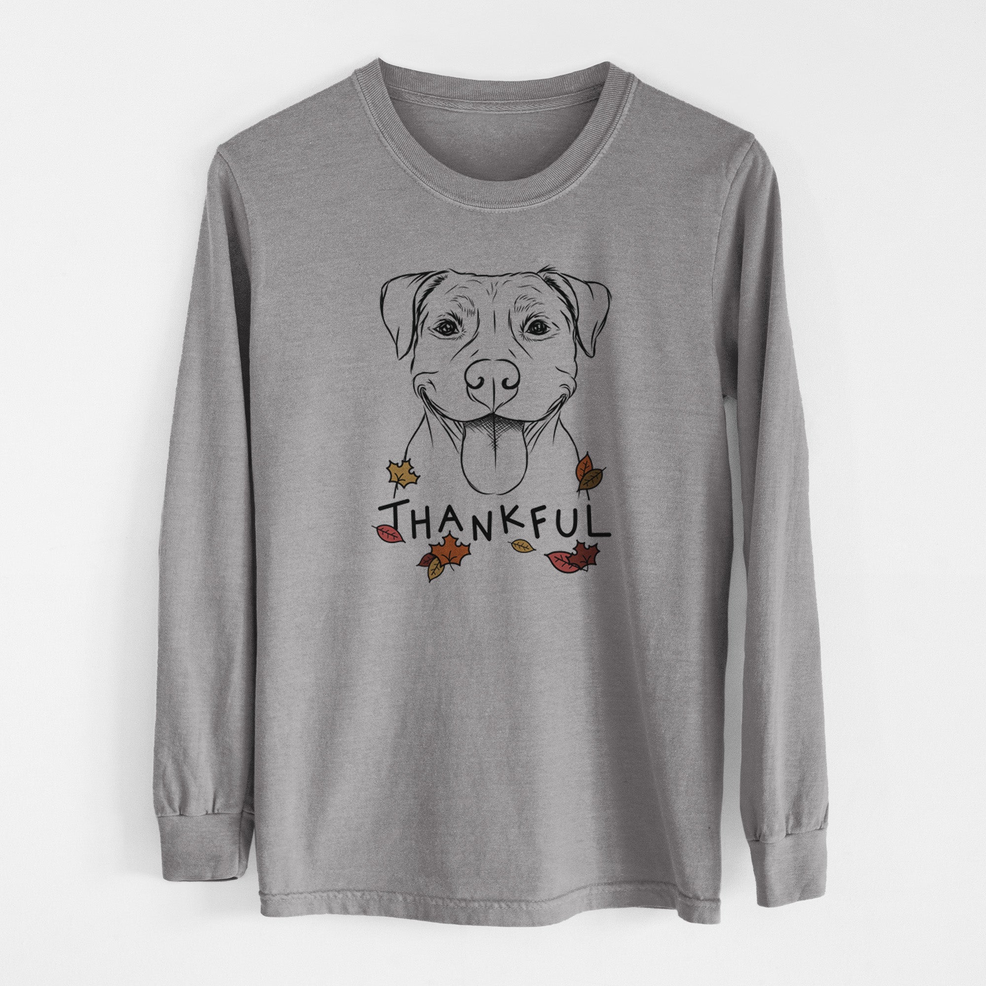 Thankful Parker the Pitbull - Men's Heavyweight 100% Cotton Long Sleeve