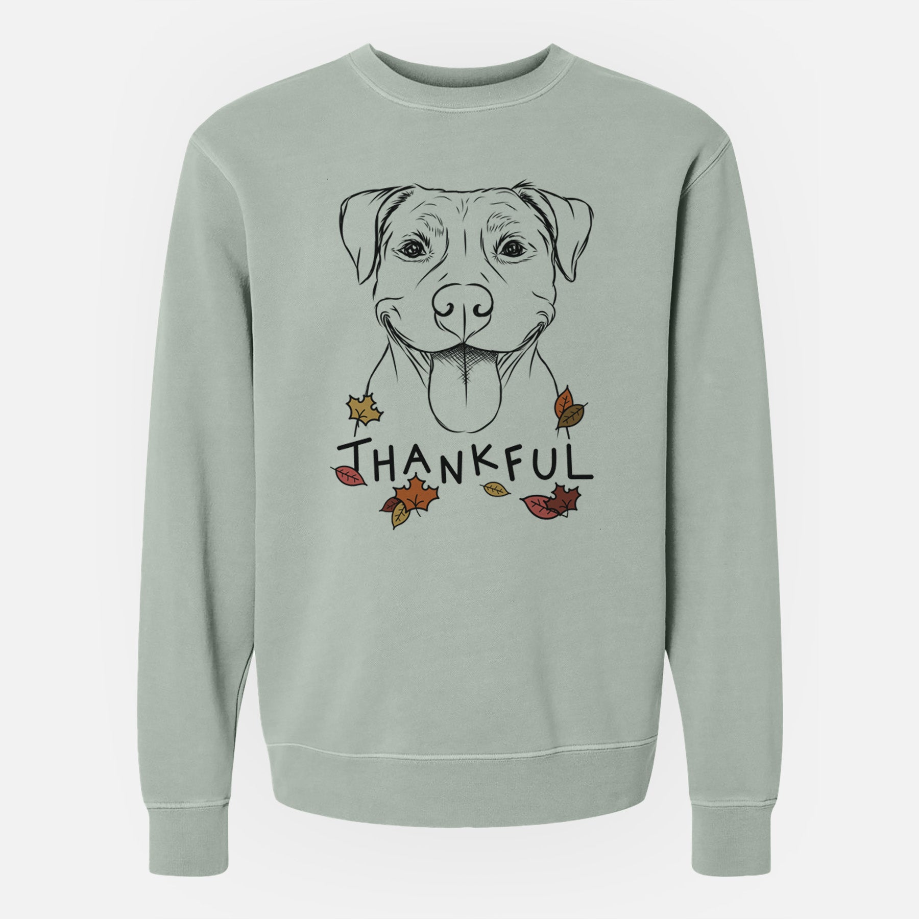 Thankful Parker the Pitbull - Unisex Pigment Dyed Crew Sweatshirt