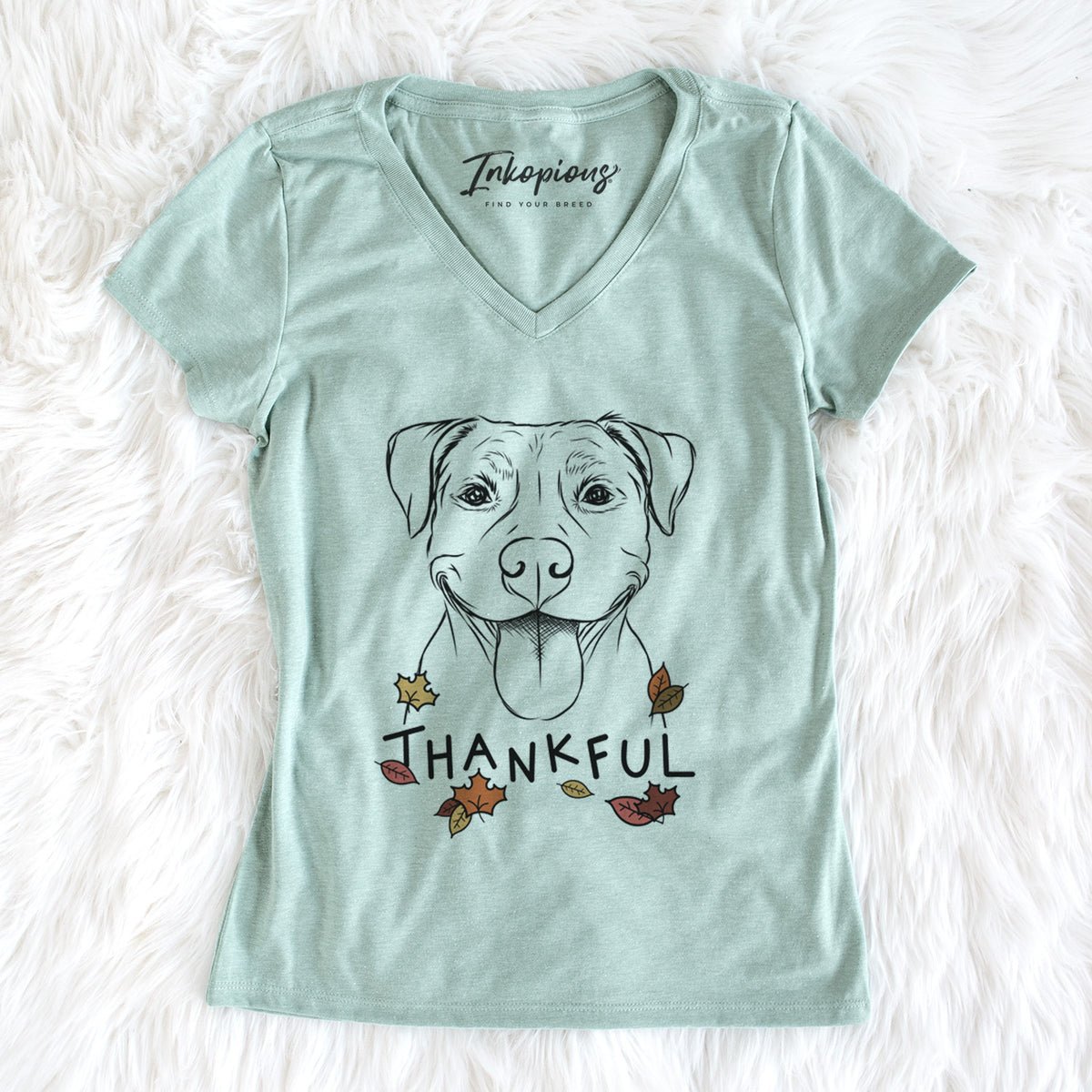 Thankful Parker the Pitbull - Women&#39;s V-neck Shirt