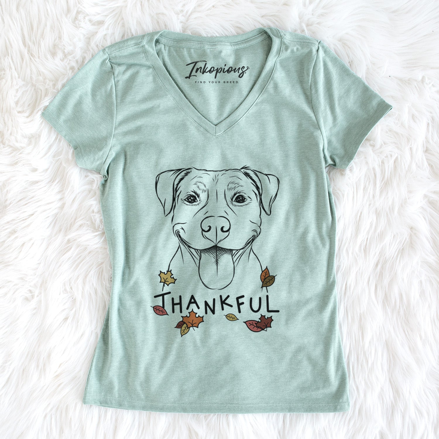 Thankful Parker the Pitbull - Women's V-neck Shirt