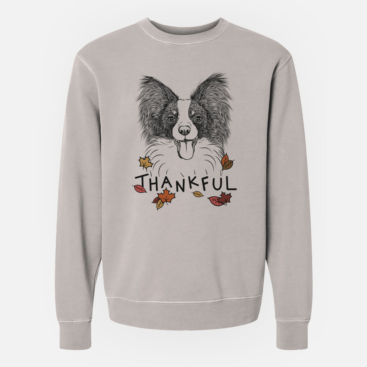 Thankful Patrick the Papillon - Unisex Pigment Dyed Crew Sweatshirt