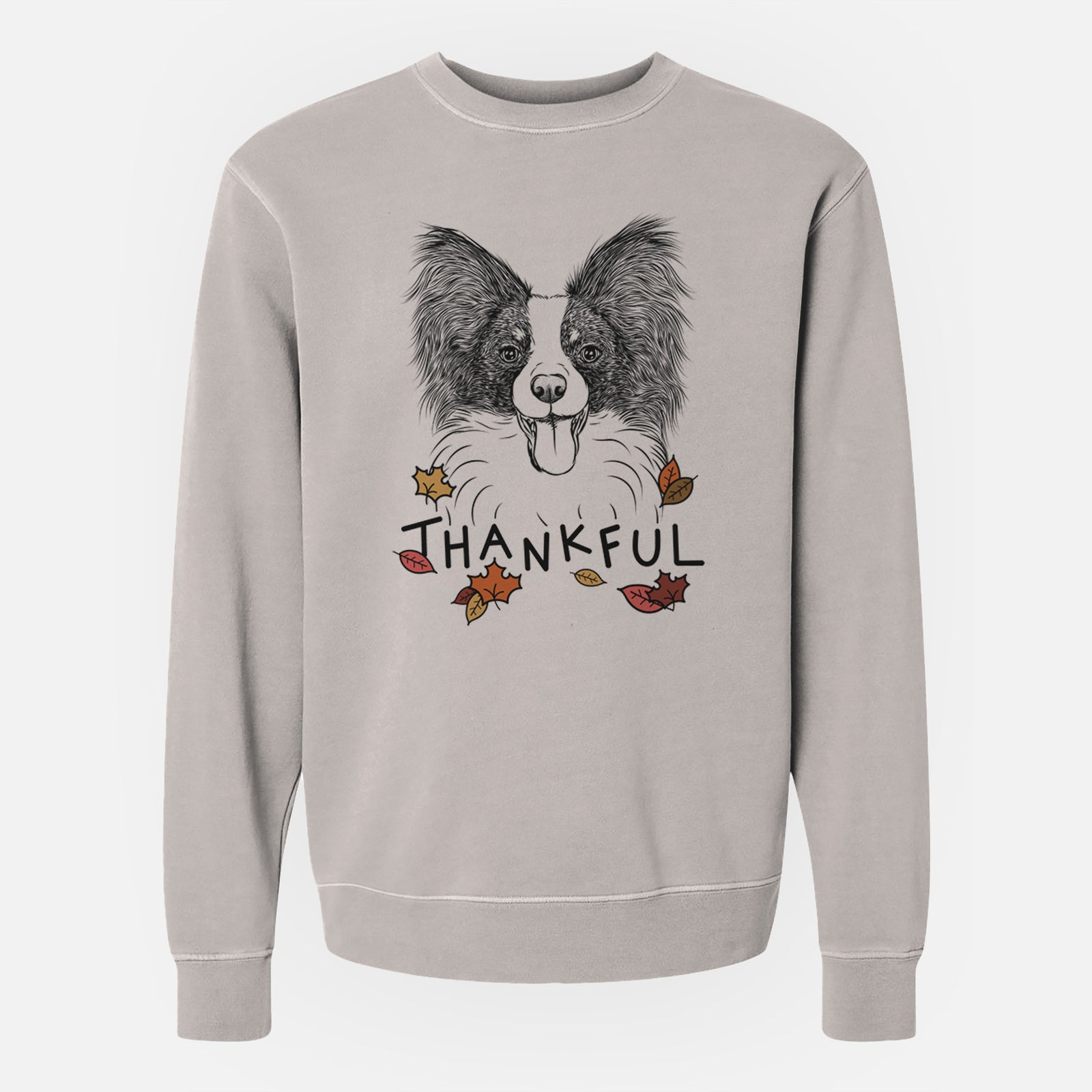 Thankful Patrick the Papillon - Unisex Pigment Dyed Crew Sweatshirt