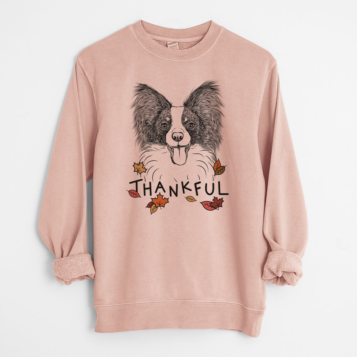 Thankful Patrick the Papillon - Unisex Pigment Dyed Crew Sweatshirt