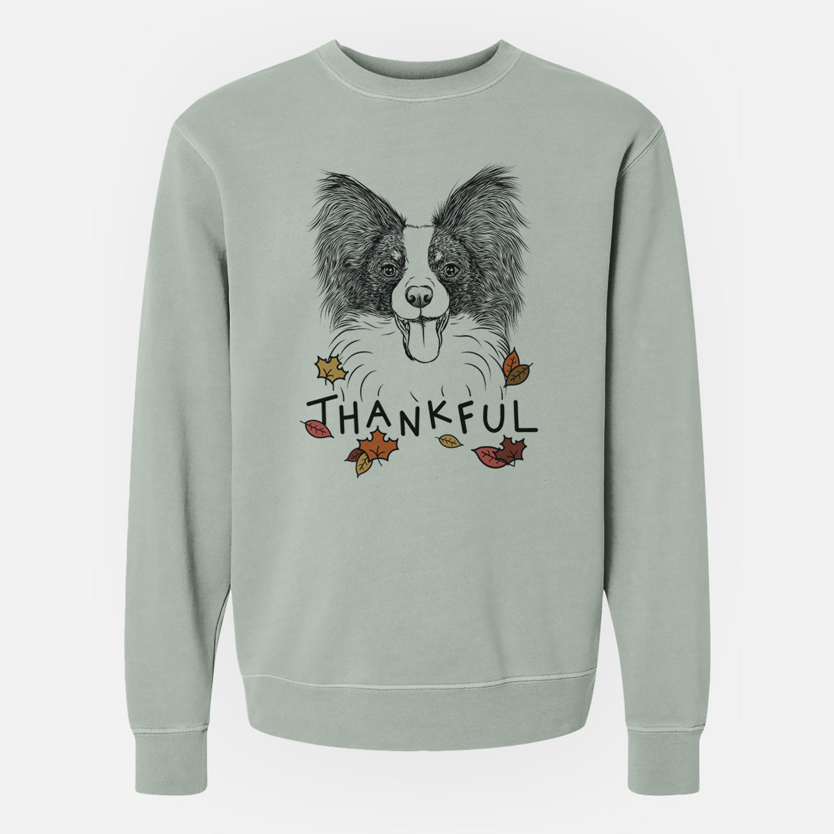 Thankful Patrick the Papillon - Unisex Pigment Dyed Crew Sweatshirt