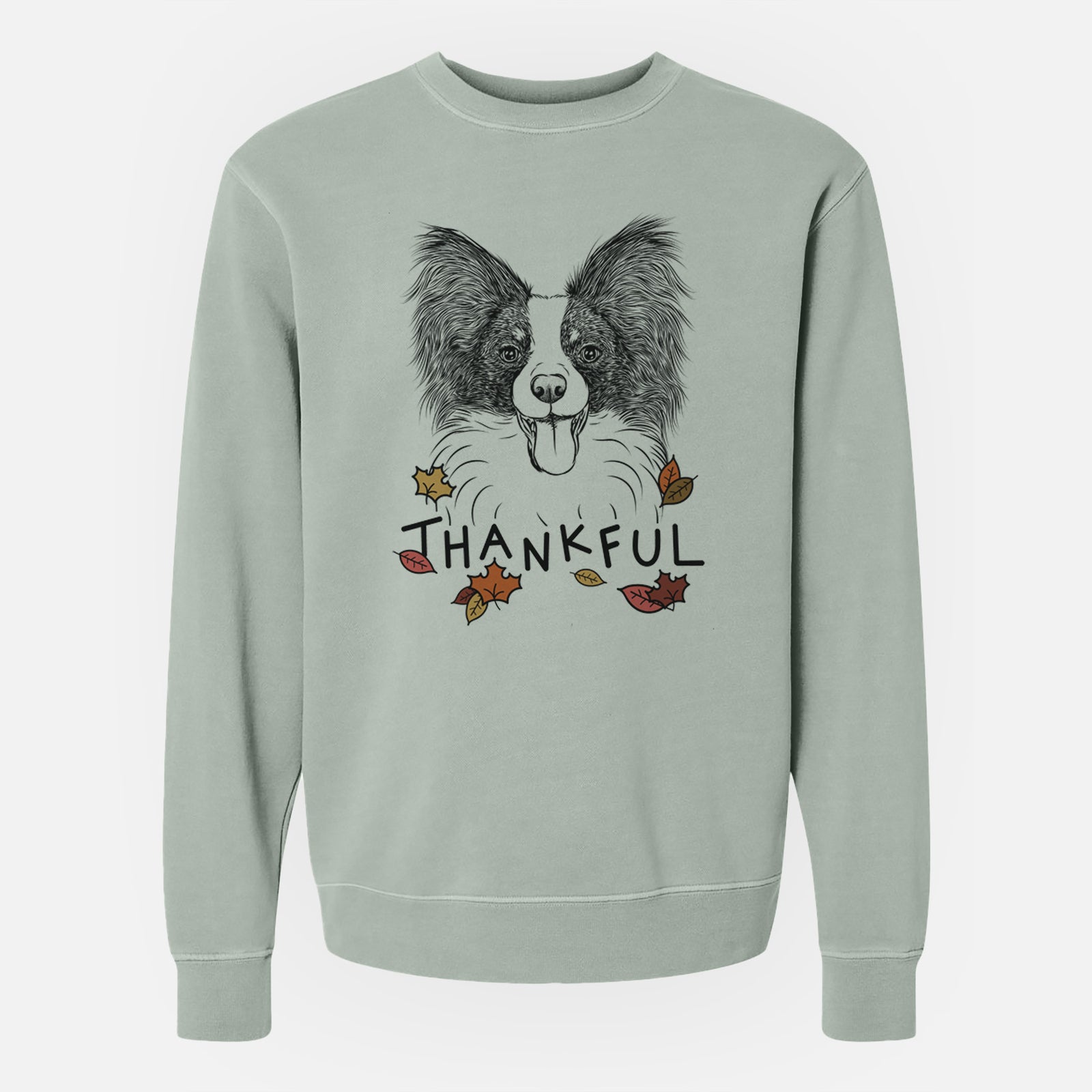 Thankful Patrick the Papillon - Unisex Pigment Dyed Crew Sweatshirt