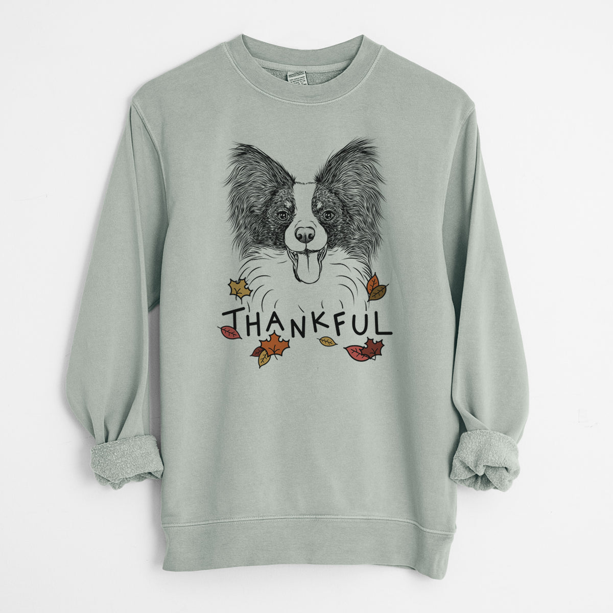 Thankful Patrick the Papillon - Unisex Pigment Dyed Crew Sweatshirt