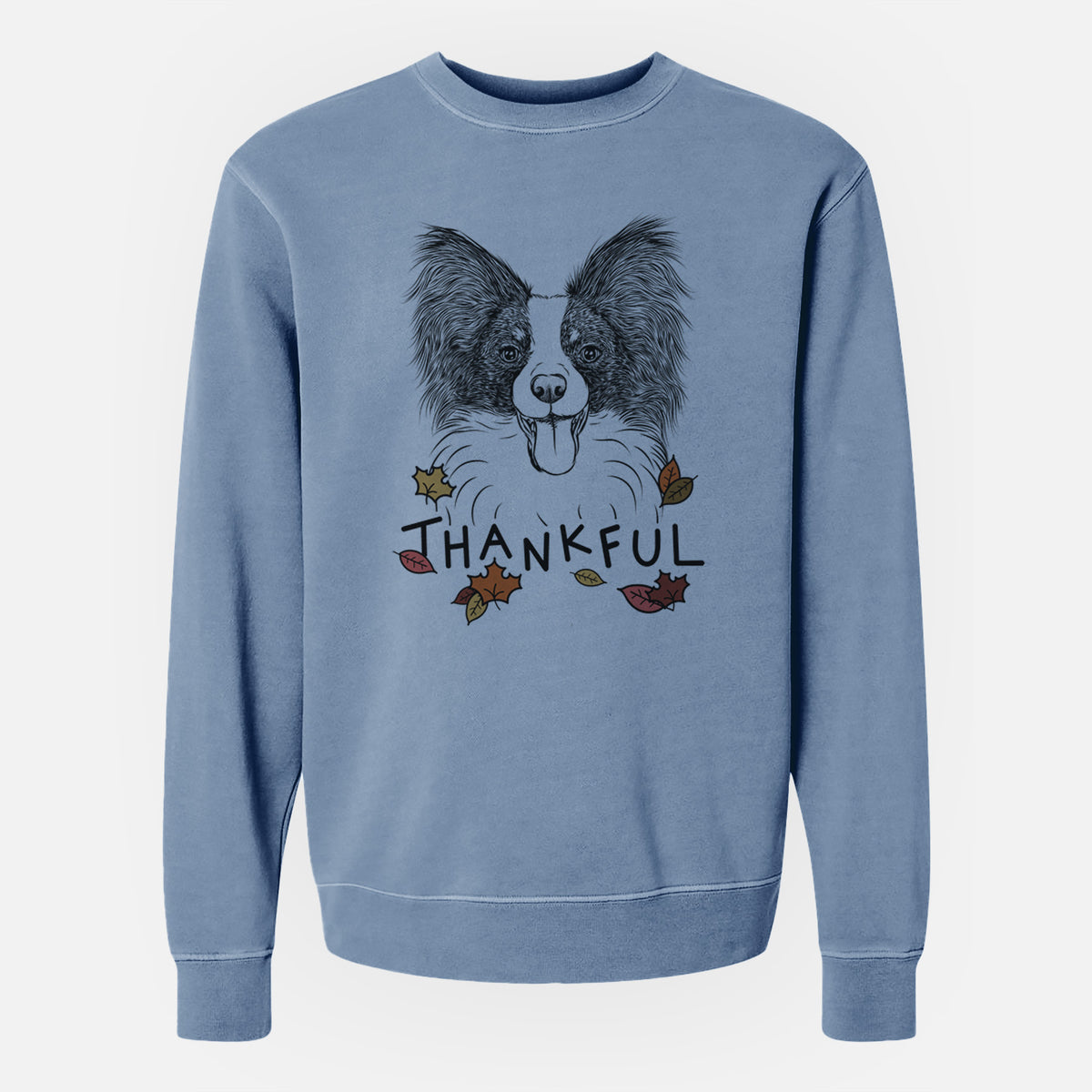 Thankful Patrick the Papillon - Unisex Pigment Dyed Crew Sweatshirt
