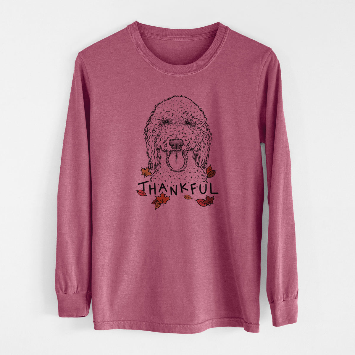 Thankful Pavlov the Goldendoodle - Men's Heavyweight 100% Cotton Long Sleeve