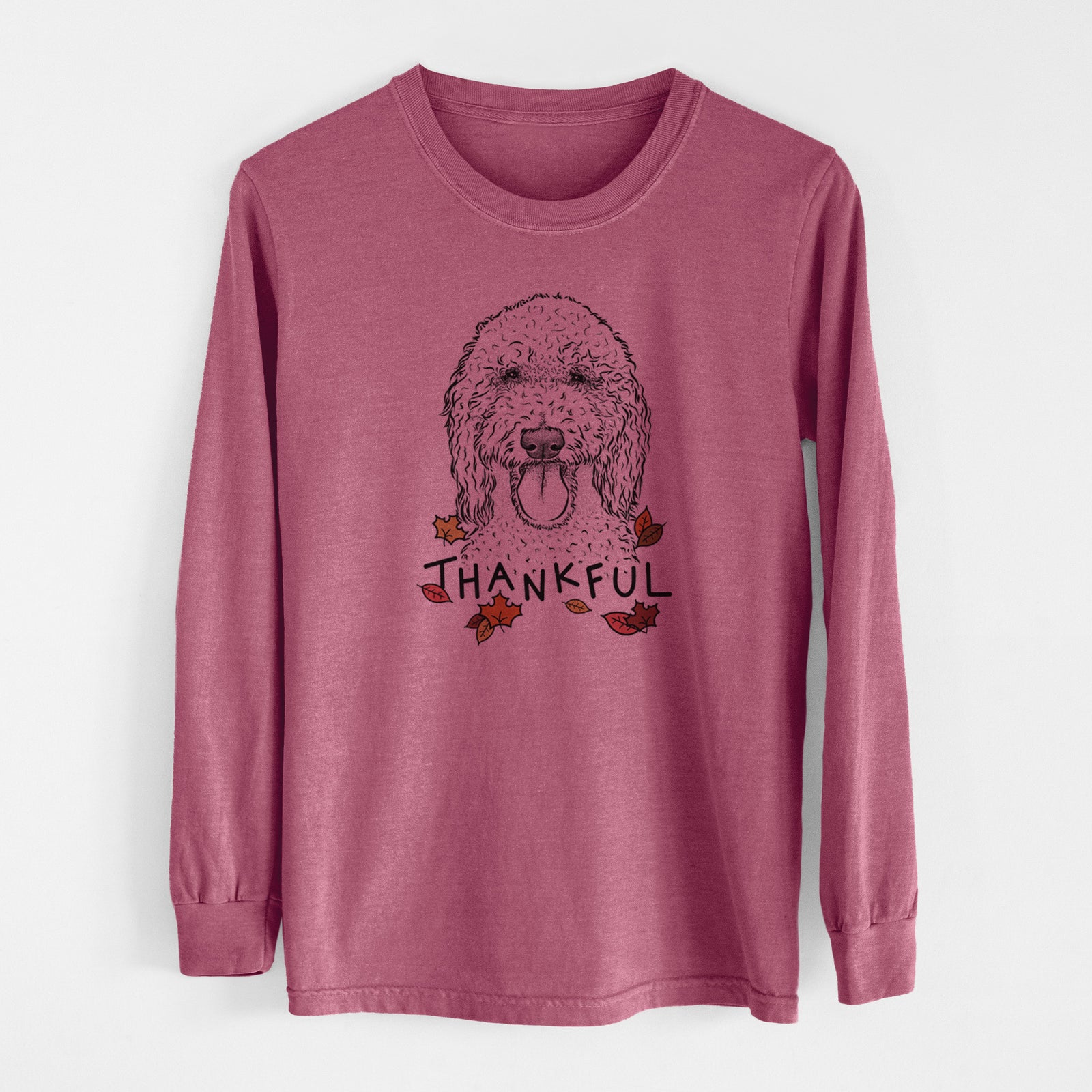 Thankful Pavlov the Goldendoodle - Men's Heavyweight 100% Cotton Long Sleeve