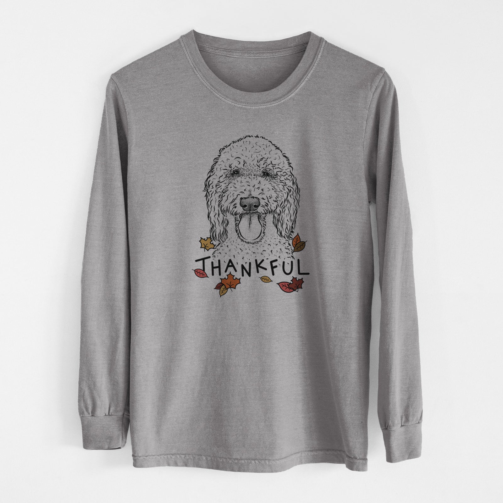 Thankful Pavlov the Goldendoodle - Men's Heavyweight 100% Cotton Long Sleeve