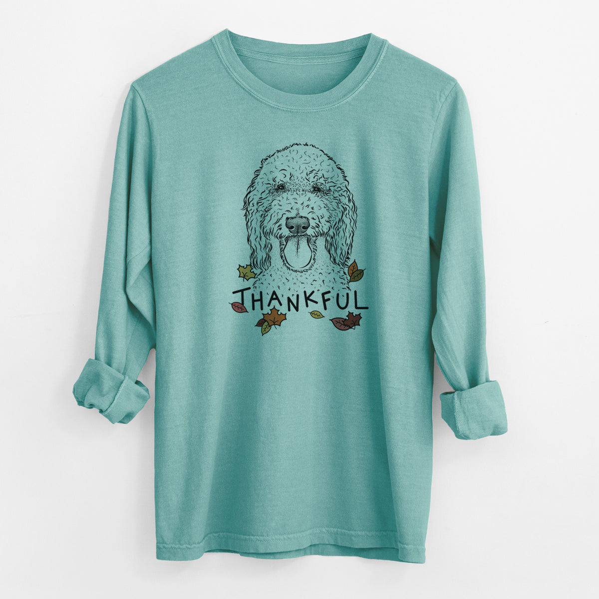 Thankful Pavlov the Goldendoodle - Men's Heavyweight 100% Cotton Long Sleeve