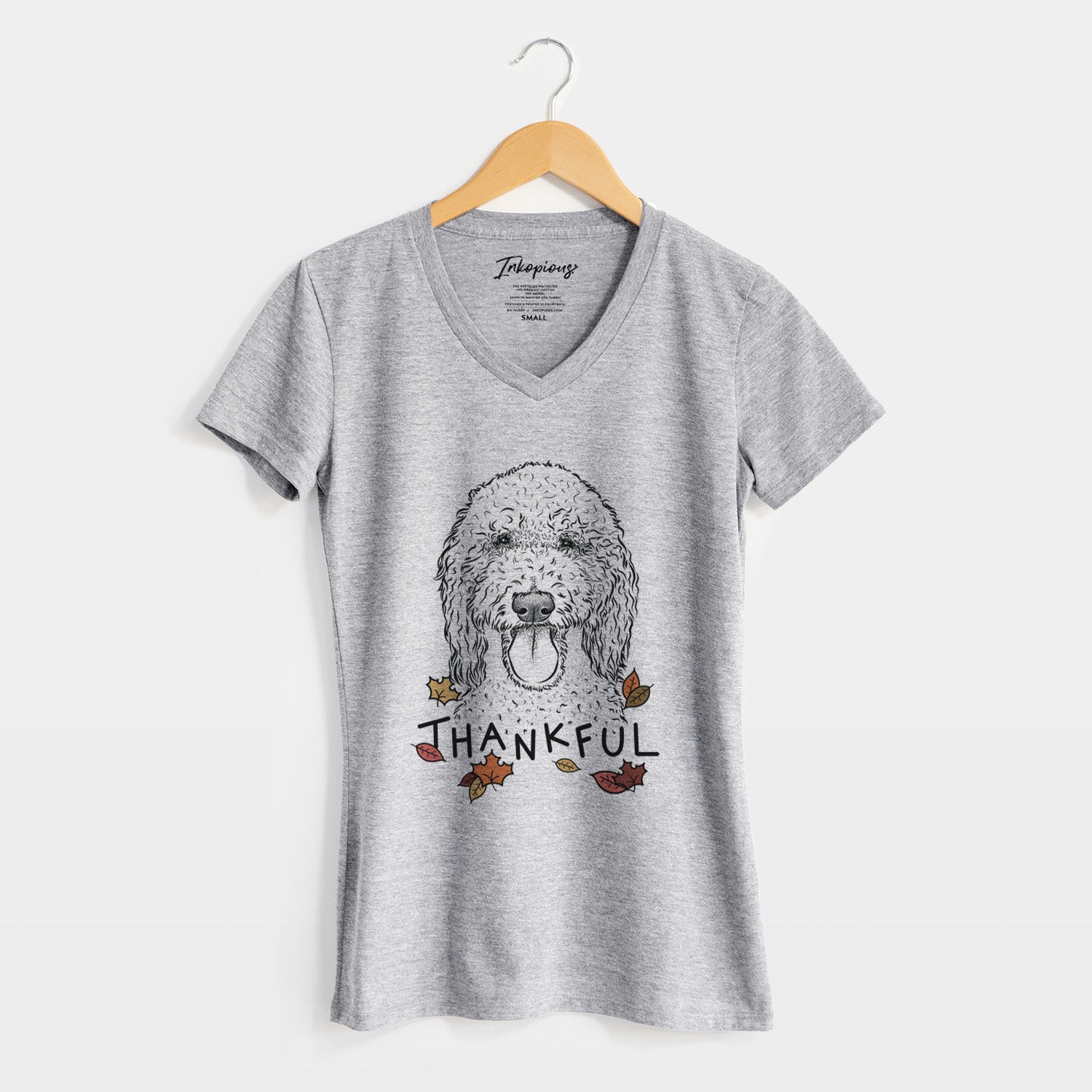Thankful Pavlov the Goldendoodle - Women's V-neck Shirt