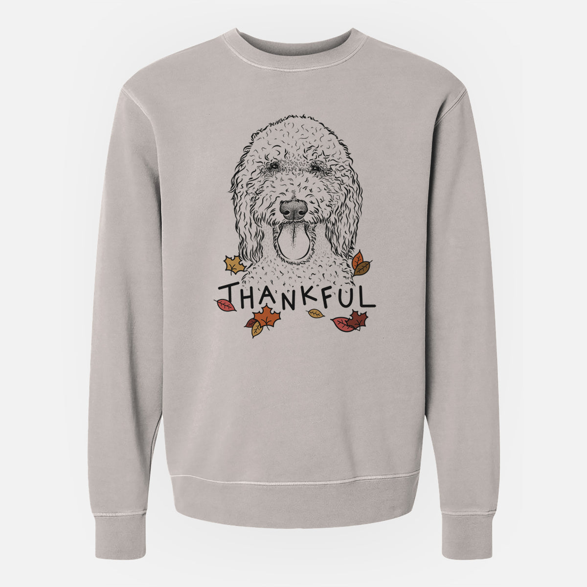 Thankful Pavlov the Goldendoodle - Unisex Pigment Dyed Crew Sweatshirt