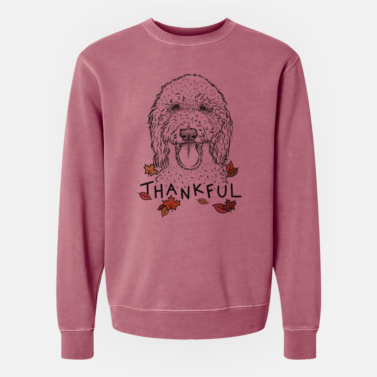 Thankful Pavlov the Goldendoodle - Unisex Pigment Dyed Crew Sweatshirt