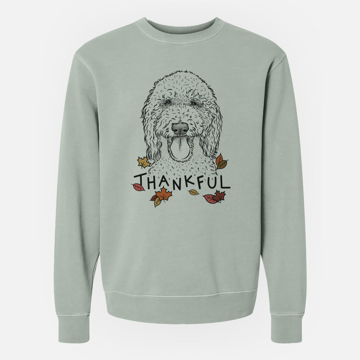 Thankful Pavlov the Goldendoodle - Unisex Pigment Dyed Crew Sweatshirt
