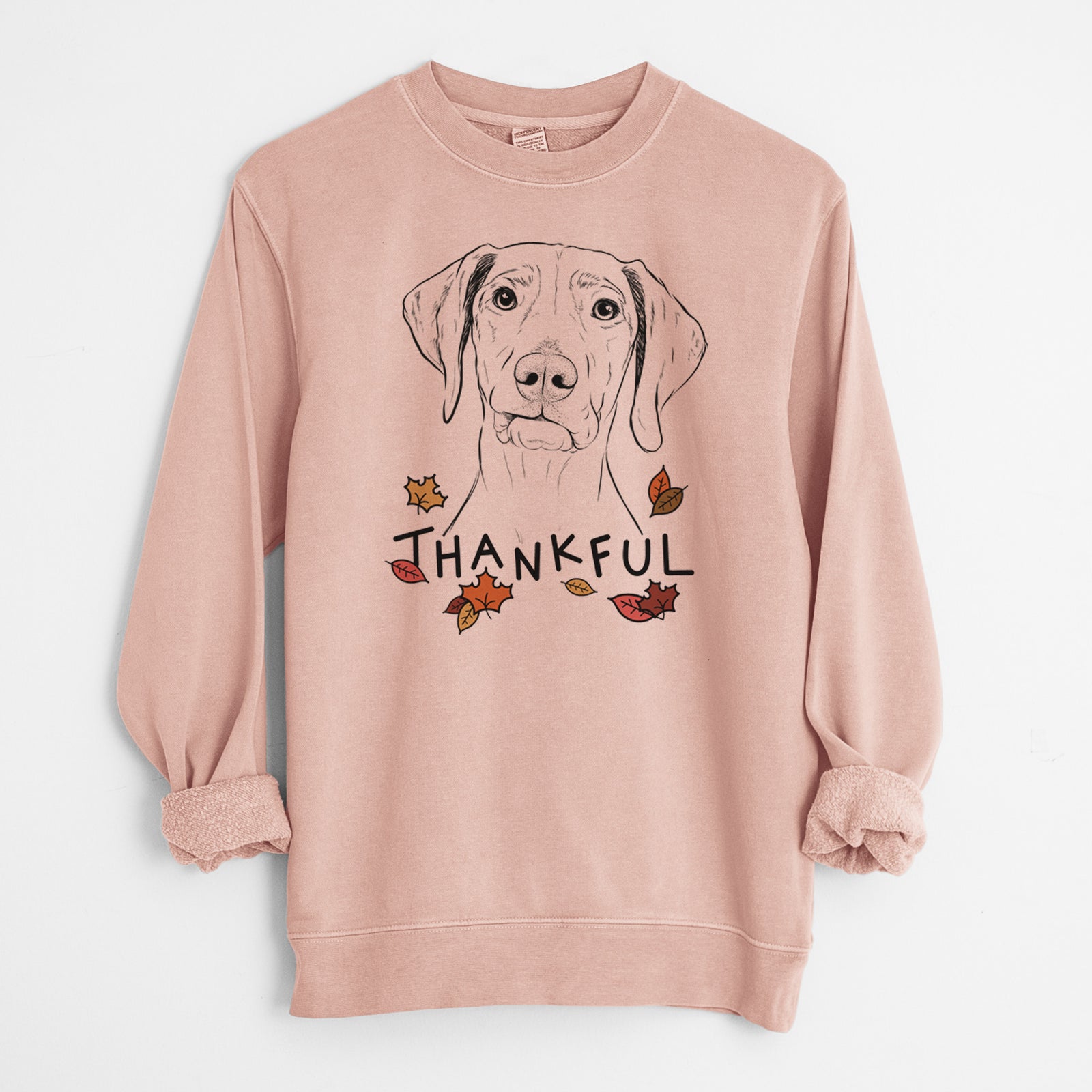 Thankful Pawley the Vizsla - Unisex Pigment Dyed Crew Sweatshirt