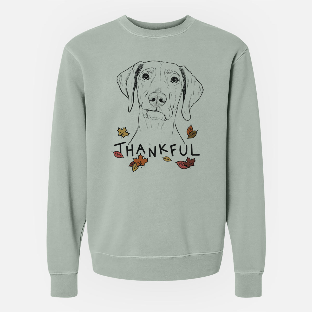 Thankful Pawley the Vizsla - Unisex Pigment Dyed Crew Sweatshirt