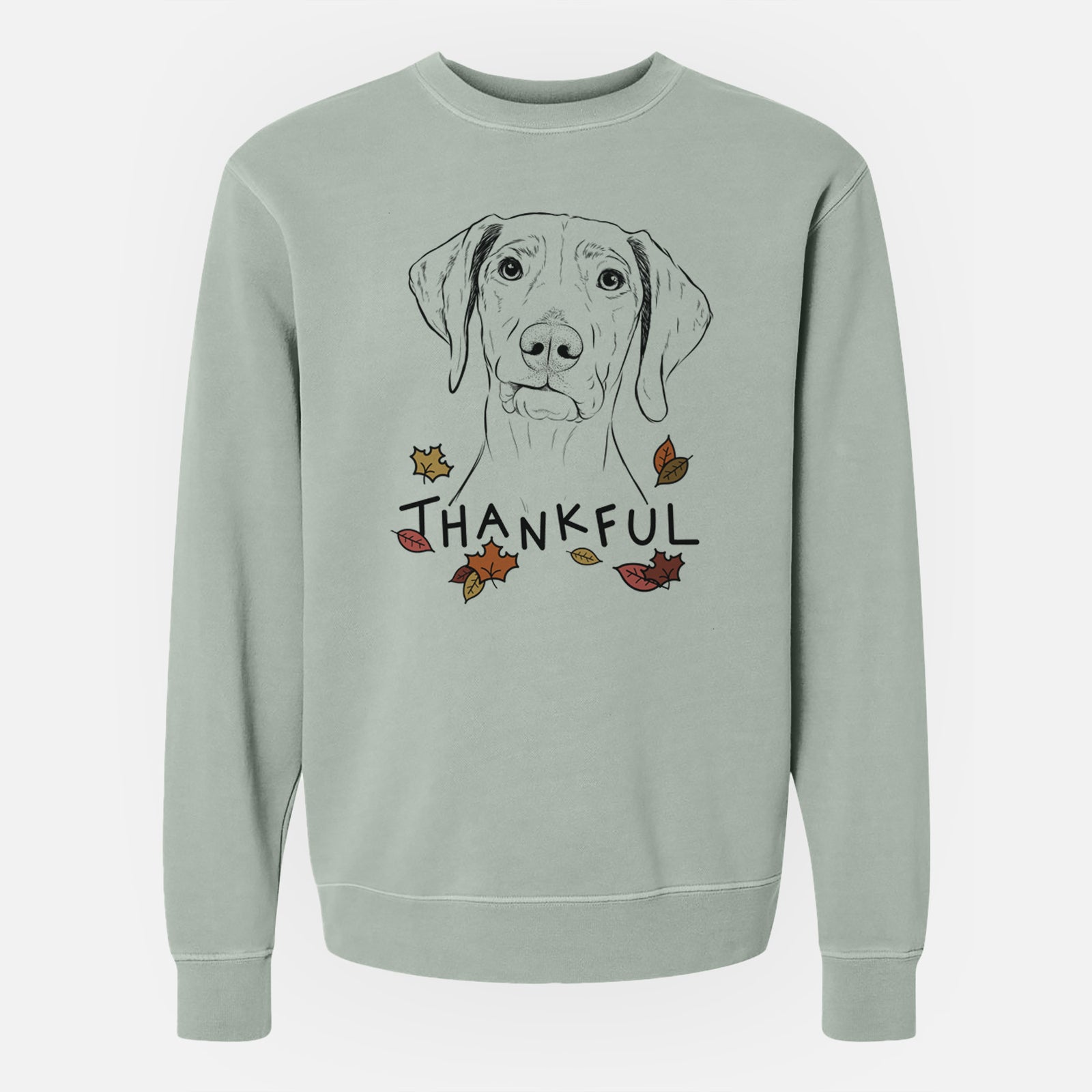 Thankful Pawley the Vizsla - Unisex Pigment Dyed Crew Sweatshirt
