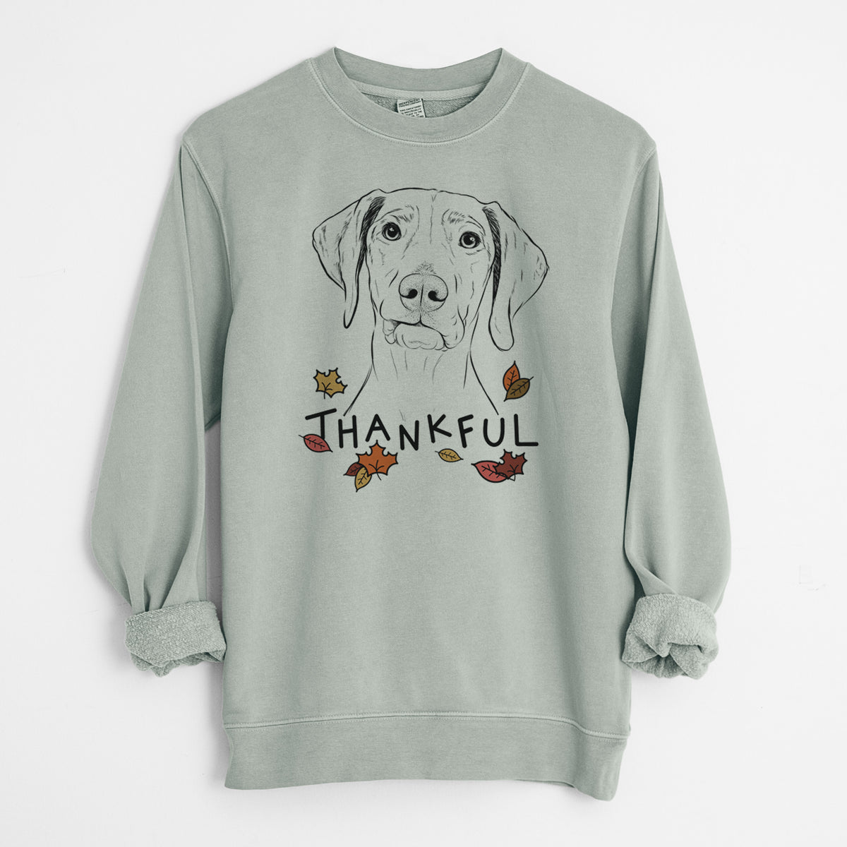 Thankful Pawley the Vizsla - Unisex Pigment Dyed Crew Sweatshirt
