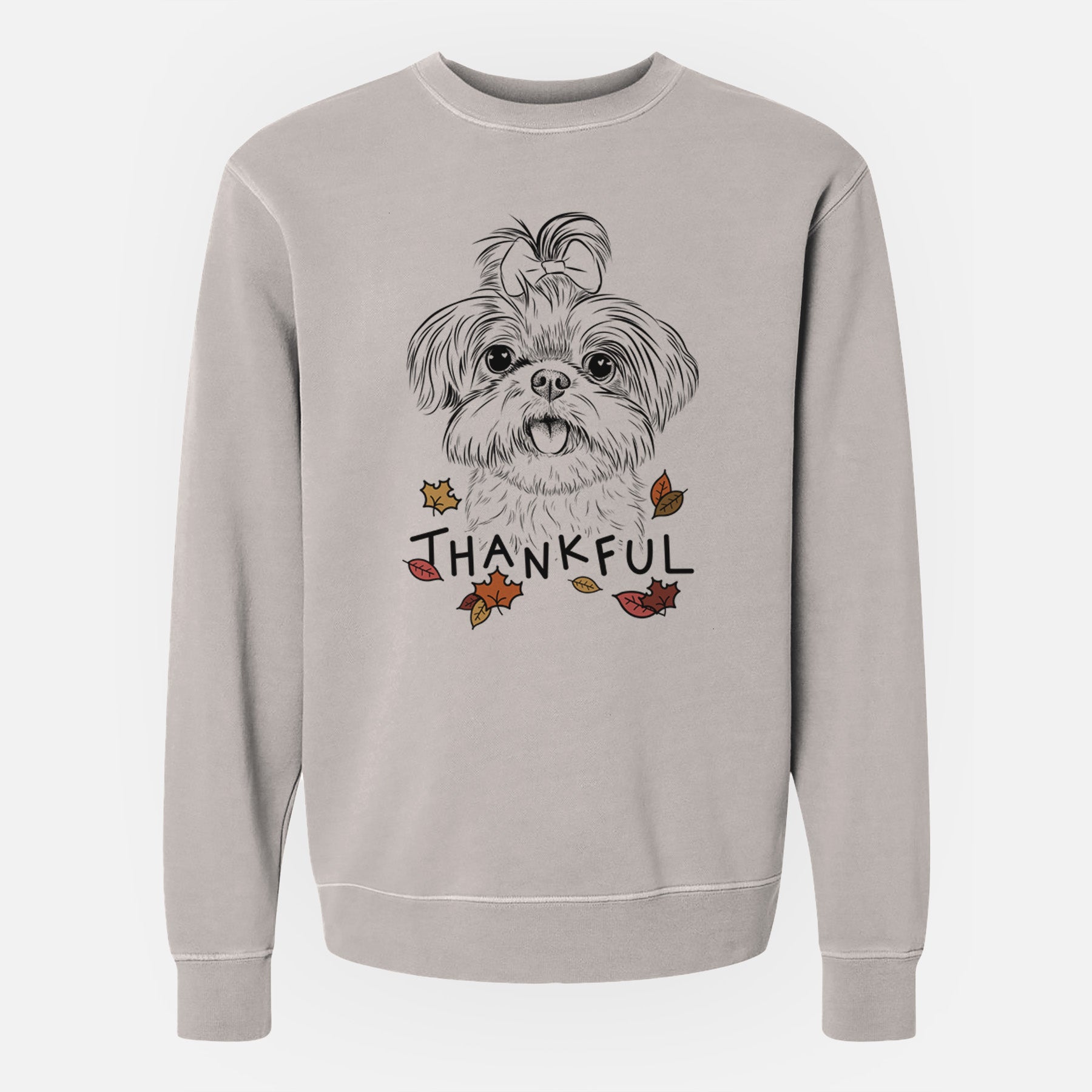 Thankful Pebbles the Shorkie - Unisex Pigment Dyed Crew Sweatshirt