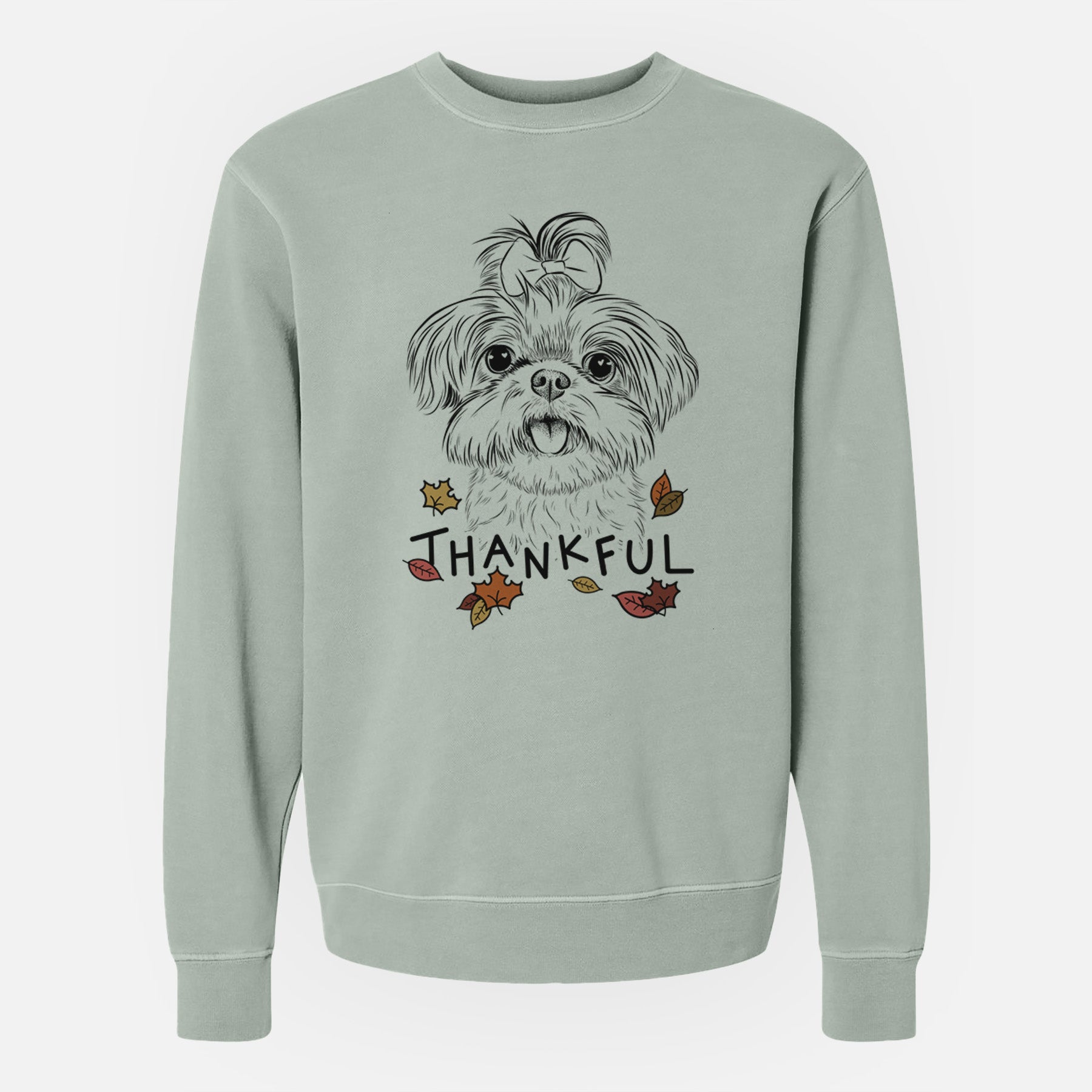 Thankful Pebbles the Shorkie - Unisex Pigment Dyed Crew Sweatshirt