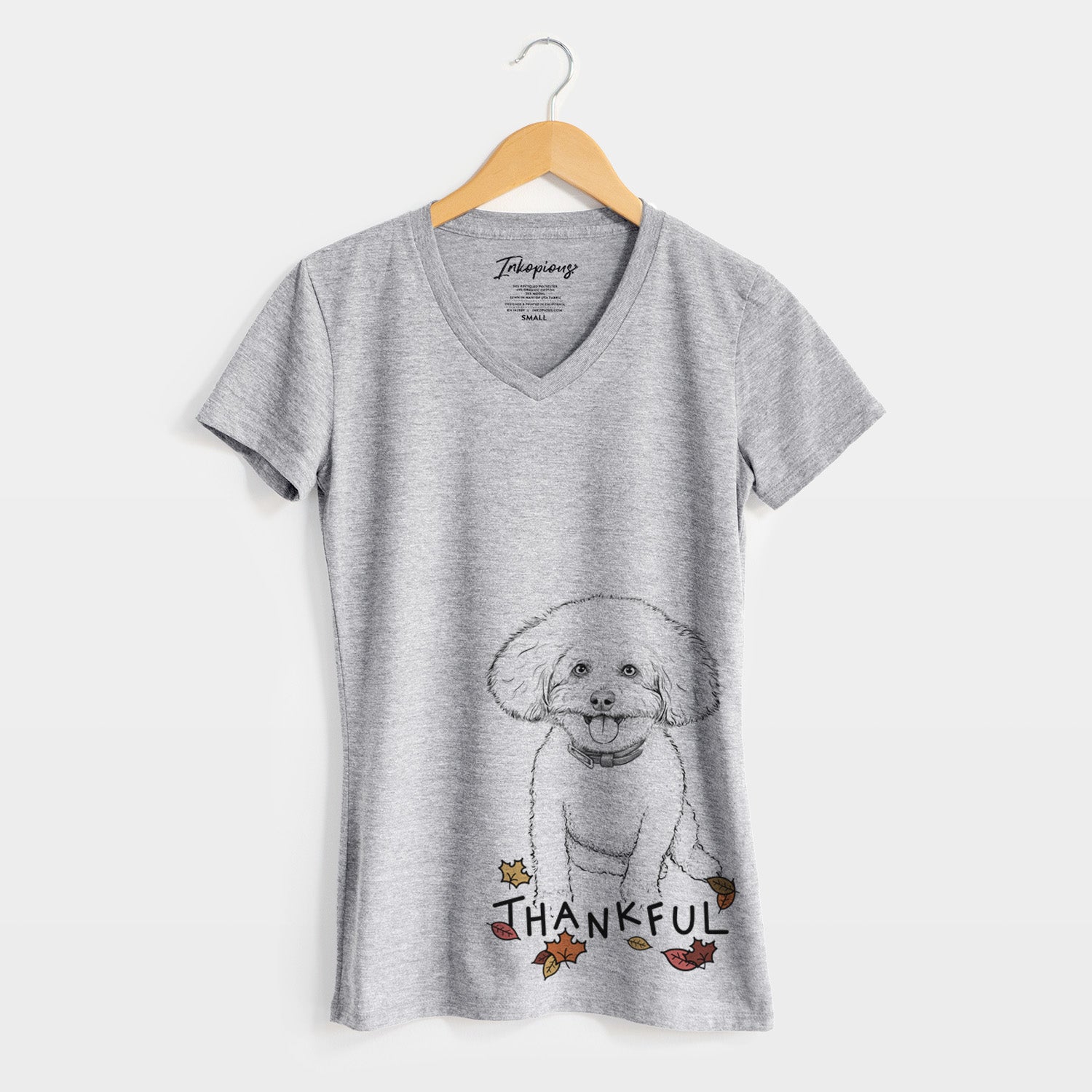 Thankful Peyton the Bichon Frise - Women's V-neck Shirt