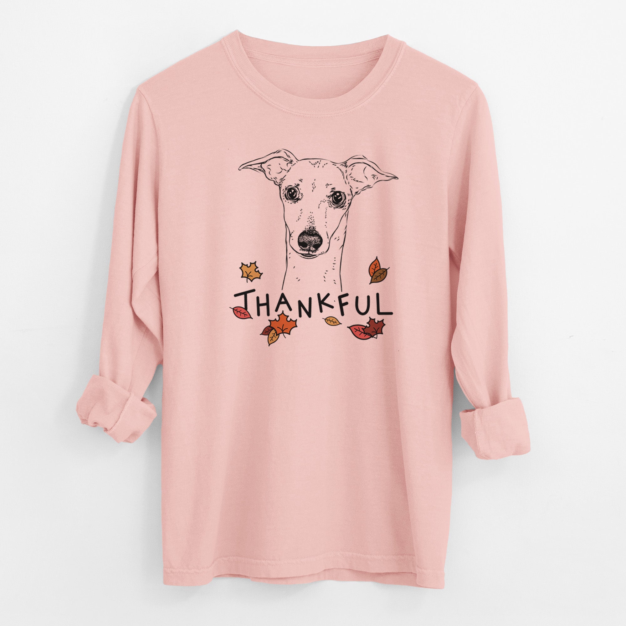 Thankful Pip the Italian Greyhound - Men's Heavyweight 100% Cotton Long Sleeve