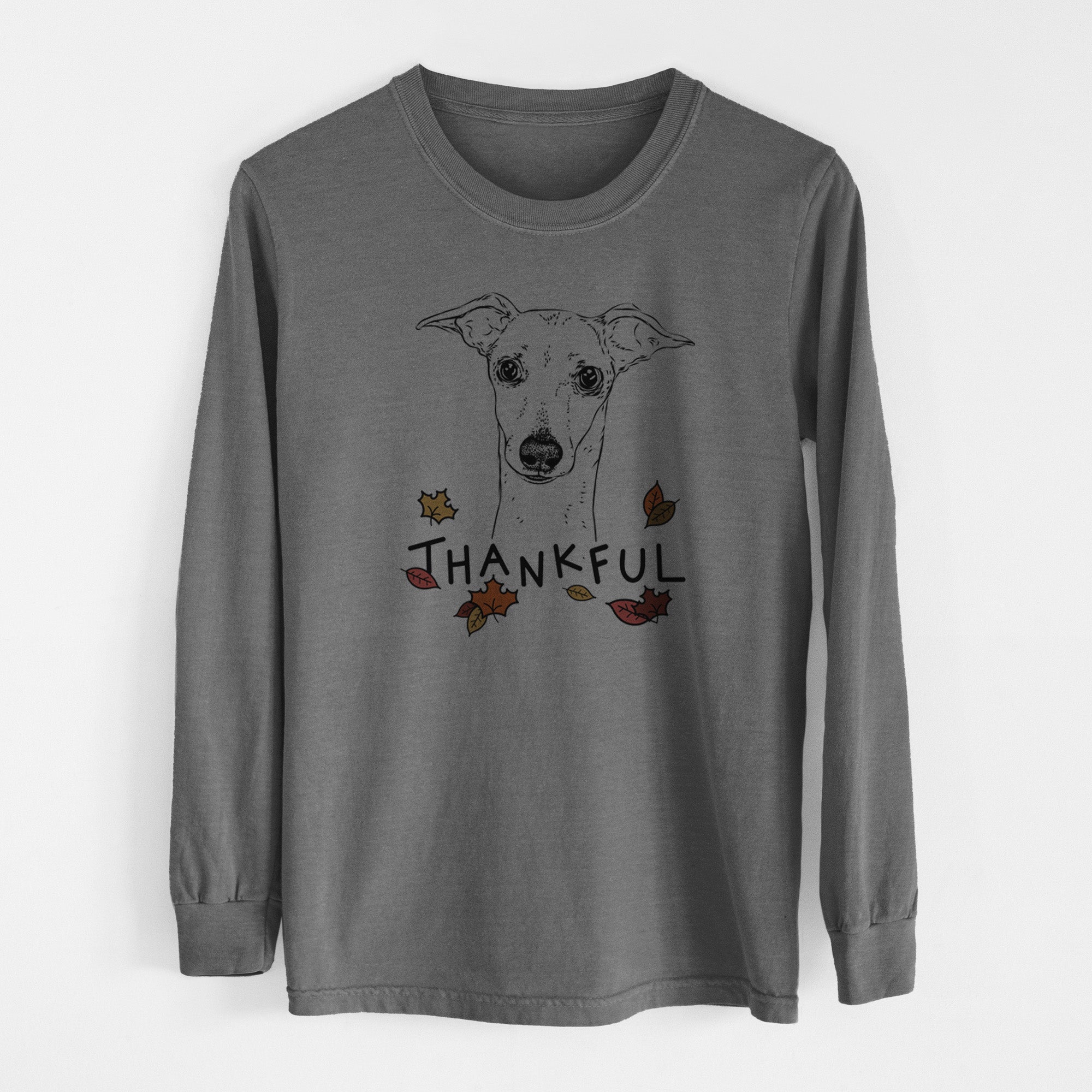 Thankful Pip the Italian Greyhound - Men's Heavyweight 100% Cotton Long Sleeve